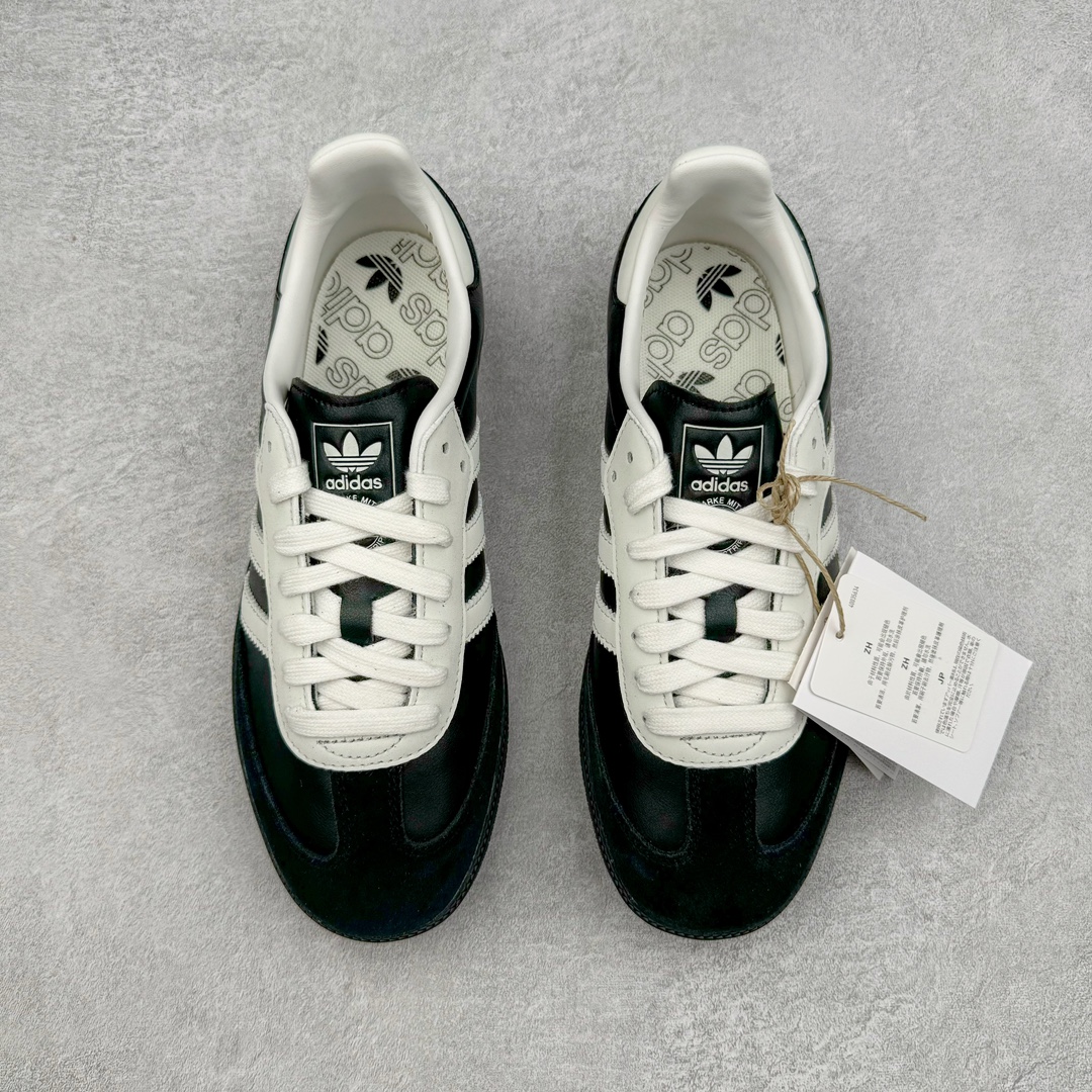 图片[2]-＃HP纯原 AD Original Samba OG 复古经典轻便板鞋 黑白熊猫 JP5282 头层牛皮加持 正确烫金高频细节 原装纳米超迁皮料 独家私模橡胶大底 原盒原配 这款桑巴鞋展示了高质量的工艺 带有装饰的超锁缝制和无缝的手感 柔软、柔软的皮革造型和标志性的3条纹完成了精致的外观 正规合身鞋带 鞋面上有绒面鞋垫 橡胶鞋底 享受正畸套筒软感 自50年代首次亮相以来就一直在赢得粉丝的青睐 尺码：36 36.5 37.5 38 38.5 39 40 40.5 41 42 42.5 43 44 44.5 45-选品中心