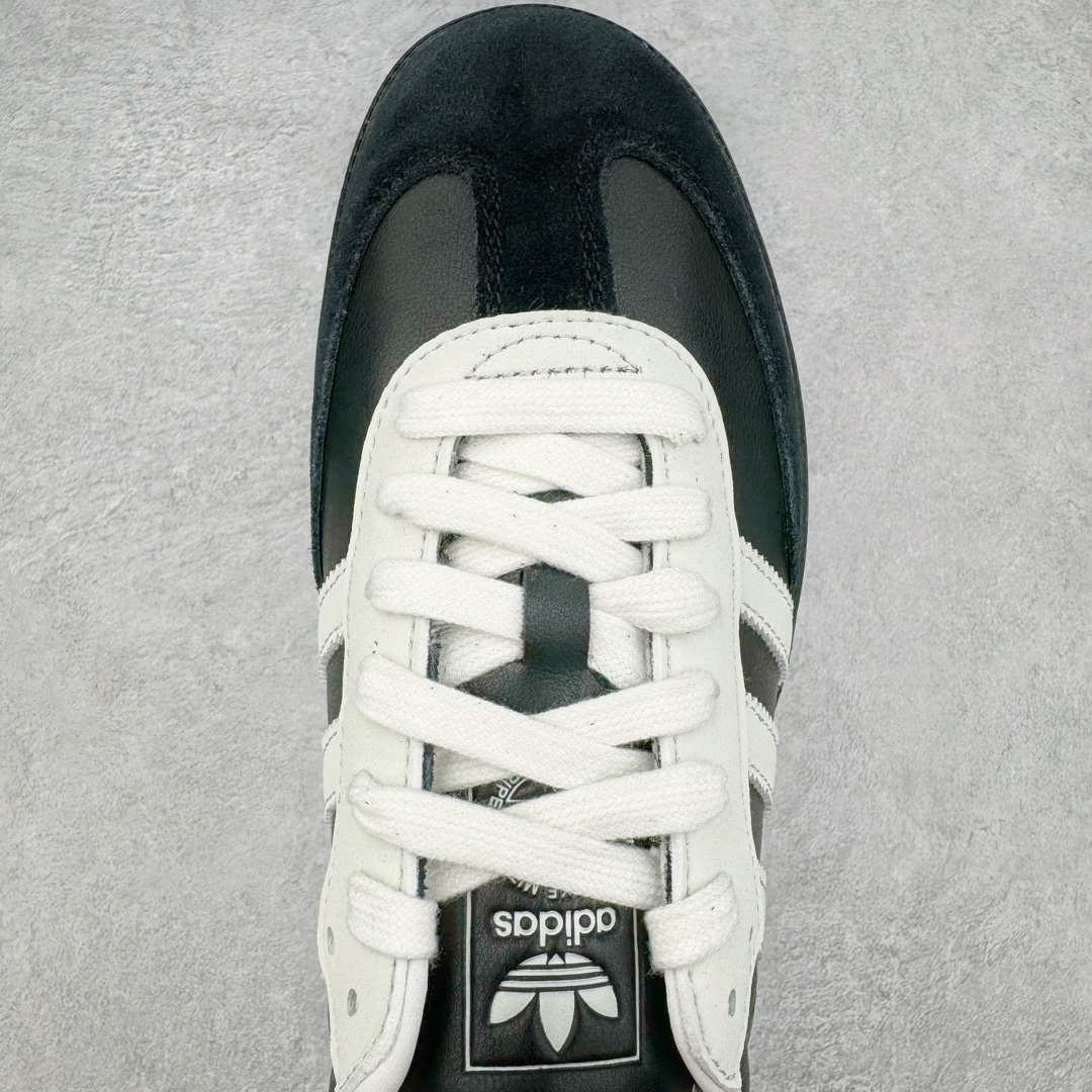 图片[4]-＃HP纯原 AD Original Samba OG 复古经典轻便板鞋 黑白熊猫 JP5282 头层牛皮加持 正确烫金高频细节 原装纳米超迁皮料 独家私模橡胶大底 原盒原配 这款桑巴鞋展示了高质量的工艺 带有装饰的超锁缝制和无缝的手感 柔软、柔软的皮革造型和标志性的3条纹完成了精致的外观 正规合身鞋带 鞋面上有绒面鞋垫 橡胶鞋底 享受正畸套筒软感 自50年代首次亮相以来就一直在赢得粉丝的青睐 尺码：36 36.5 37.5 38 38.5 39 40 40.5 41 42 42.5 43 44 44.5 45-选品中心