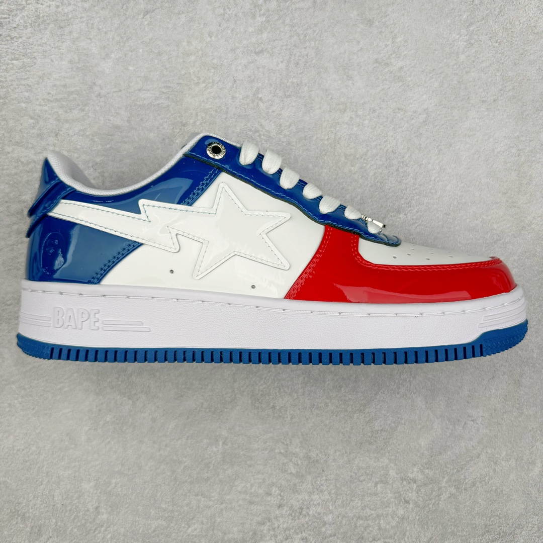 ＃C版纯原 Bape Sta To Low 明星同款 猿人头经典漆皮低帮运动休闲板鞋 全套原纸板楦头开发 确保原汁原味 市场最完美低趴版型 一比一鞋头弧度高度鞋身弧度 外贸平台指定订单 匠心打造 开发时长超过半年 独家私模磨具冲刀加持 原厂特供皮料光泽色卡零偏差 内里均采用市场最好的超软原厂填充棉 原数据进口机台高频印压LOGO 最高QC检验标准 控制溢胶瑕疵 深浅定位均保持zp一致 中底嵌入Ortholite缓震材质 全套原包装 包含猿人logo 定制防尘袋 尺码：36 36.5 37 38 38.5 40 40.5 41 42 42.5 43 44 44.5 45 46-选品中心