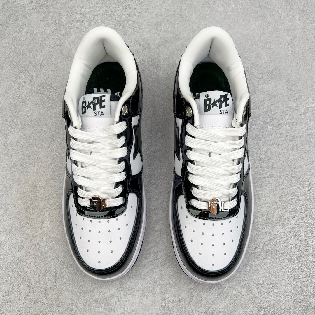 图片[2]-＃C版纯原 Bape Sta To Low 明星同款 猿人头经典漆皮低帮运动休闲板鞋 全套原纸板楦头开发 确保原汁原味 市场最完美低趴版型 一比一鞋头弧度高度鞋身弧度 外贸平台指定订单 匠心打造 开发时长超过半年 独家私模磨具冲刀加持 原厂特供皮料光泽色卡零偏差 内里均采用市场最好的超软原厂填充棉 原数据进口机台高频印压LOGO 最高QC检验标准 控制溢胶瑕疵 深浅定位均保持zp一致 中底嵌入Ortholite缓震材质 全套原包装 包含猿人logo 定制防尘袋 尺码：36 36.5 37 38 38.5 40 40.5 41 42 42.5 43 44 44.5 45 46-选品中心