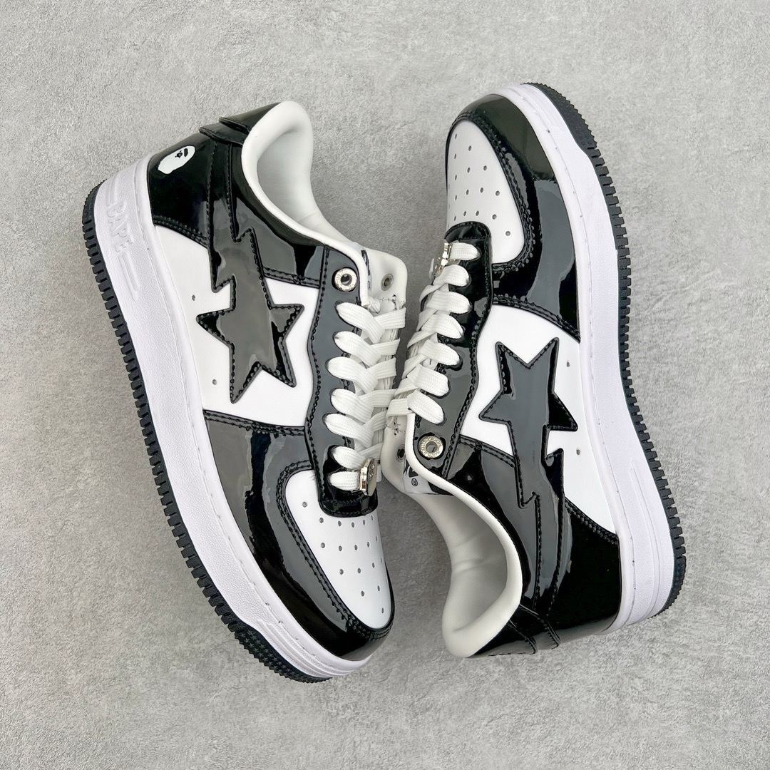 图片[3]-＃C版纯原 Bape Sta To Low 明星同款 猿人头经典漆皮低帮运动休闲板鞋 全套原纸板楦头开发 确保原汁原味 市场最完美低趴版型 一比一鞋头弧度高度鞋身弧度 外贸平台指定订单 匠心打造 开发时长超过半年 独家私模磨具冲刀加持 原厂特供皮料光泽色卡零偏差 内里均采用市场最好的超软原厂填充棉 原数据进口机台高频印压LOGO 最高QC检验标准 控制溢胶瑕疵 深浅定位均保持zp一致 中底嵌入Ortholite缓震材质 全套原包装 包含猿人logo 定制防尘袋 尺码：36 36.5 37 38 38.5 40 40.5 41 42 42.5 43 44 44.5 45 46-选品中心