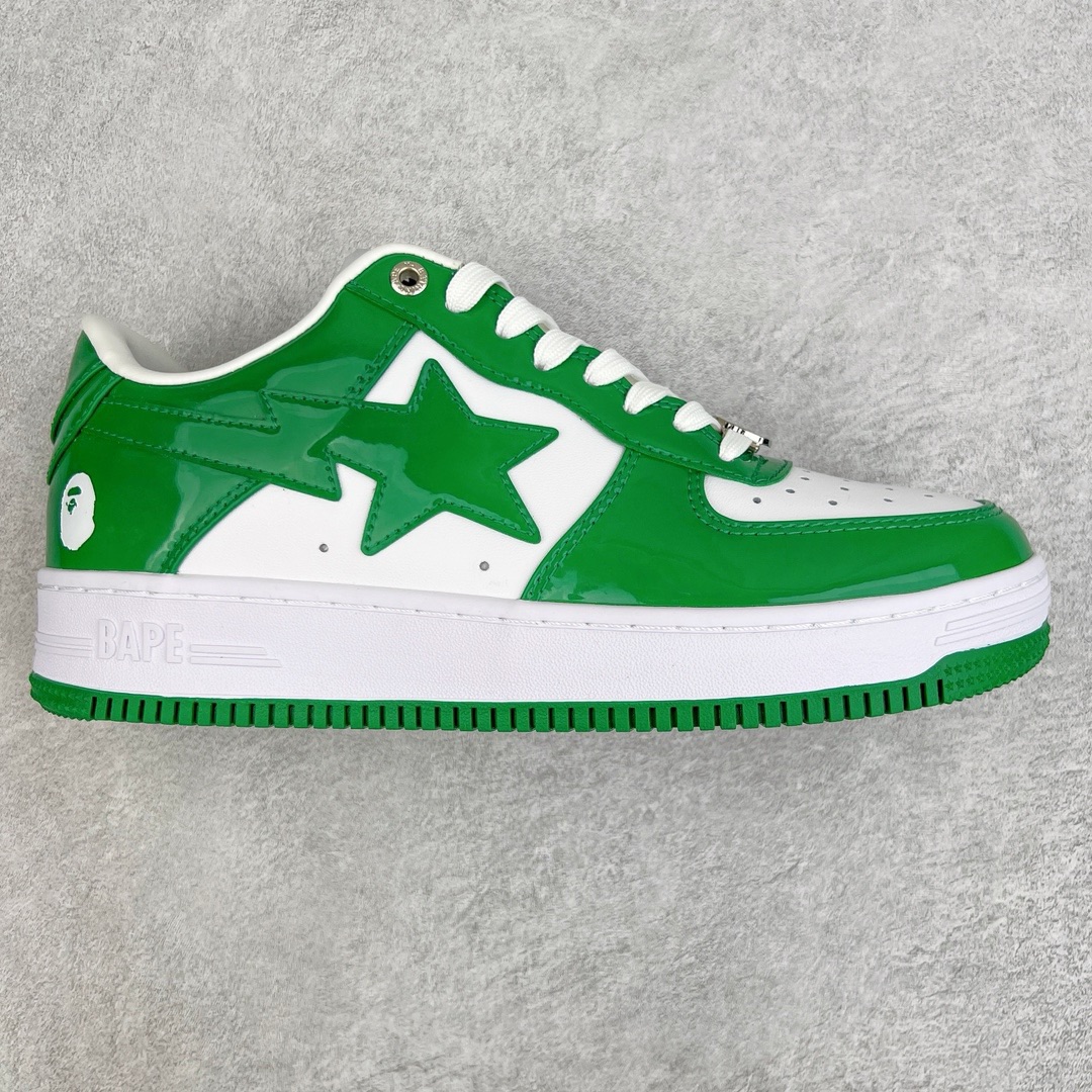 ＃C版纯原 Bape Sta To Low 明星同款 猿人头经典漆皮低帮运动休闲板鞋 全套原纸板楦头开发 确保原汁原味 市场最完美低趴版型 一比一鞋头弧度高度鞋身弧度 外贸平台指定订单 匠心打造 开发时长超过半年 独家私模磨具冲刀加持 原厂特供皮料光泽色卡零偏差 内里均采用市场最好的超软原厂填充棉 原数据进口机台高频印压LOGO 最高QC检验标准 控制溢胶瑕疵 深浅定位均保持zp一致 中底嵌入Ortholite缓震材质 全套原包装 包含猿人logo 定制防尘袋 尺码：36 36.5 37 38 38.5 40 40.5 41 42 42.5 43 44 44.5 45 46-选品中心