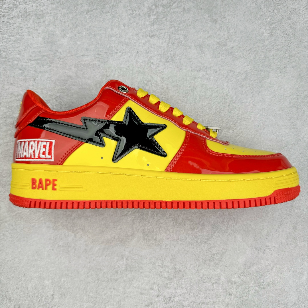 ＃C版纯原 Marvel x Bape Sta To Low 猿人头经典低帮运动休闲板鞋 漫威超级英雄联名 钢铁侠、美队、绿巨人、黑寡妇、雷神、浣熊 全套原纸板楦头开发 确保原汁原味 市场最完美低趴版型 一比一鞋头弧度高度鞋身弧度 外贸平台指定订单 匠心打造 开发时长超过半年 独家私模磨具冲刀加持 原厂特供皮料光泽色卡零偏差 内里均采用市场最好的超软原厂填充棉 原数据进口机台高频印压LOGO 最高QC检验标准 控制溢胶瑕疵 深浅定位均保持zp一致 中底嵌入Ortholite缓震材质 全套原包装 包含猿人logo 定制防尘袋 尺码：36 36.5 37 38 38.5 40 40.5 41 42 42.5 43 44 44.5 45 46-选品中心