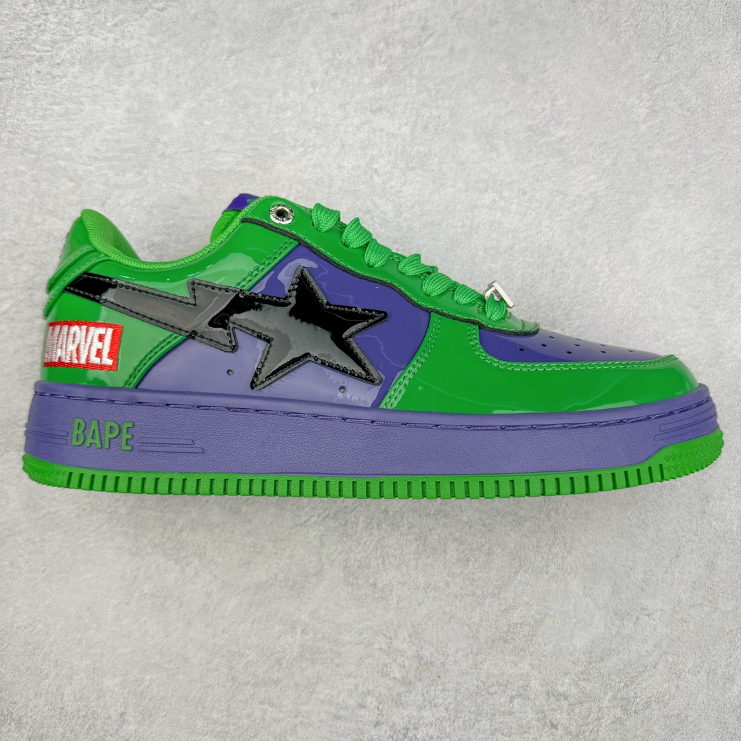 ＃C版纯原 Marvel x Bape Sta To Low 猿人头经典低帮运动休闲板鞋 漫威超级英雄联名 钢铁侠、美队、绿巨人、黑寡妇、雷神、浣熊 全套原纸板楦头开发 确保原汁原味 市场最完美低趴版型 一比一鞋头弧度高度鞋身弧度 外贸平台指定订单 匠心打造 开发时长超过半年 独家私模磨具冲刀加持 原厂特供皮料光泽色卡零偏差 内里均采用市场最好的超软原厂填充棉 原数据进口机台高频印压LOGO 最高QC检验标准 控制溢胶瑕疵 深浅定位均保持zp一致 中底嵌入Ortholite缓震材质 全套原包装 包含猿人logo 定制防尘袋 尺码：36 36.5 37 38 38.5 40 40.5 41 42 42.5 43 44 44.5 45 46-选品中心