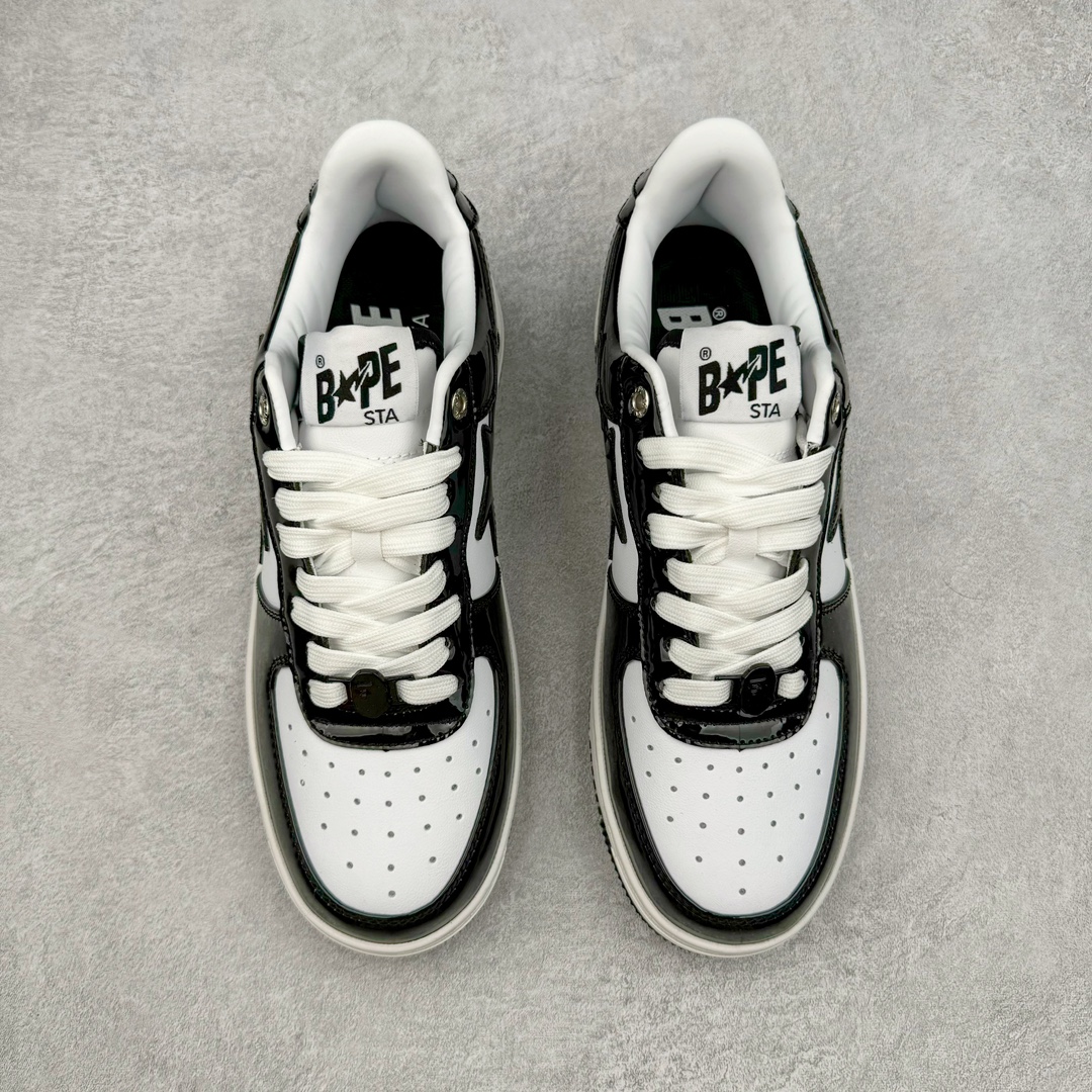 图片[2]-＃C版纯原 Bape Sta To Low 明星同款 猿人头经典漆皮低帮运动休闲板鞋 全套原纸板楦头开发 确保原汁原味 市场最完美低趴版型 一比一鞋头弧度高度鞋身弧度 外贸平台指定订单 匠心打造 开发时长超过半年 独家私模磨具冲刀加持 原厂特供皮料光泽色卡零偏差 内里均采用市场最好的超软原厂填充棉 原数据进口机台高频印压LOGO 最高QC检验标准 控制溢胶瑕疵 深浅定位均保持zp一致 中底嵌入Ortholite缓震材质 全套原包装 包含猿人logo 定制防尘袋 尺码：36 36.5 37 38 38.5 40 40.5 41 42 42.5 43 44 44.5 45 46-选品中心