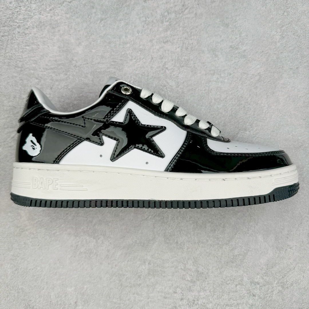 ＃C版纯原 Bape Sta To Low 明星同款 猿人头经典漆皮低帮运动休闲板鞋 全套原纸板楦头开发 确保原汁原味 市场最完美低趴版型 一比一鞋头弧度高度鞋身弧度 外贸平台指定订单 匠心打造 开发时长超过半年 独家私模磨具冲刀加持 原厂特供皮料光泽色卡零偏差 内里均采用市场最好的超软原厂填充棉 原数据进口机台高频印压LOGO 最高QC检验标准 控制溢胶瑕疵 深浅定位均保持zp一致 中底嵌入Ortholite缓震材质 全套原包装 包含猿人logo 定制防尘袋 尺码：36 36.5 37 38 38.5 40 40.5 41 42 42.5 43 44 44.5 45 46-选品中心
