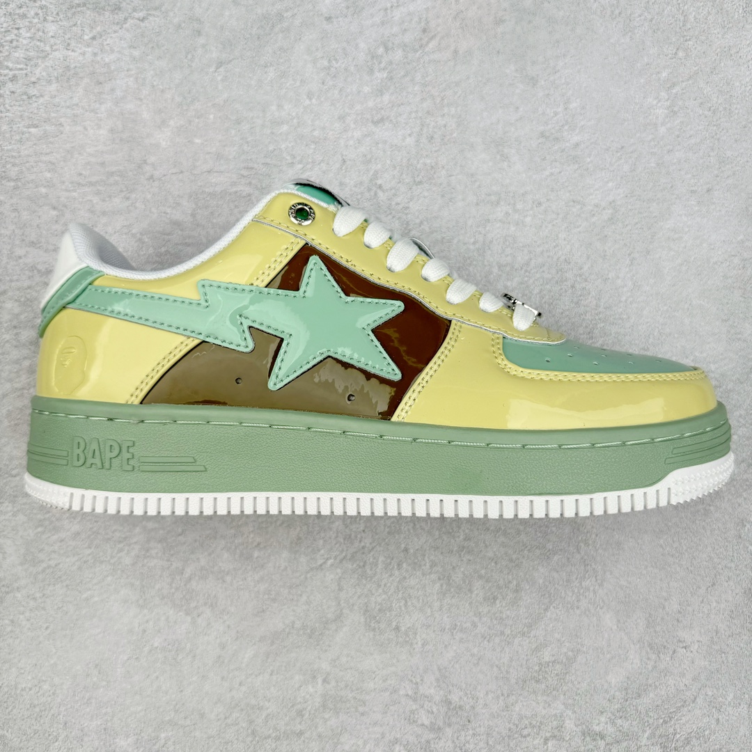 ＃C版纯原 Bape Sta To Low 明星同款 猿人头经典漆皮低帮运动休闲板鞋 全套原纸板楦头开发 确保原汁原味 市场最完美低趴版型 一比一鞋头弧度高度鞋身弧度 外贸平台指定订单 匠心打造 开发时长超过半年 独家私模磨具冲刀加持 原厂特供皮料光泽色卡零偏差 内里均采用市场最好的超软原厂填充棉 原数据进口机台高频印压LOGO 最高QC检验标准 控制溢胶瑕疵 深浅定位均保持zp一致 中底嵌入Ortholite缓震材质 全套原包装 包含猿人logo 定制防尘袋 尺码：36 36.5 37 38 38.5 40 40.5 41 42 42.5 43 44 44.5 45 46-选品中心