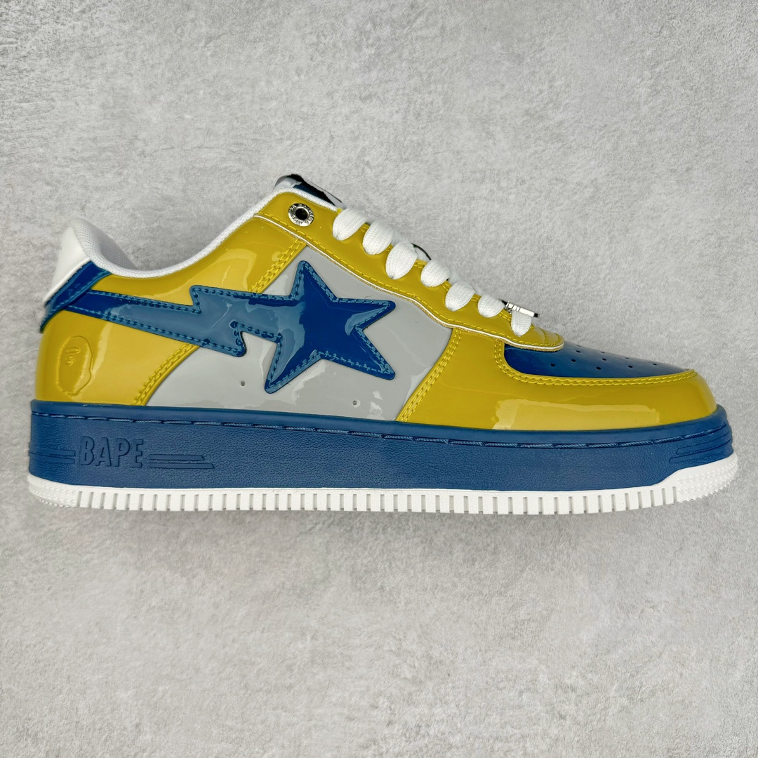 ＃C版纯原 Bape Sta To Low 明星同款 猿人头经典漆皮低帮运动休闲板鞋 全套原纸板楦头开发 确保原汁原味 市场最完美低趴版型 一比一鞋头弧度高度鞋身弧度 外贸平台指定订单 匠心打造 开发时长超过半年 独家私模磨具冲刀加持 原厂特供皮料光泽色卡零偏差 内里均采用市场最好的超软原厂填充棉 原数据进口机台高频印压LOGO 最高QC检验标准 控制溢胶瑕疵 深浅定位均保持zp一致 中底嵌入Ortholite缓震材质 全套原包装 包含猿人logo 定制防尘袋 尺码：36 36.5 37 38 38.5 40 40.5 41 42 42.5 43 44 44.5 45 46-选品中心