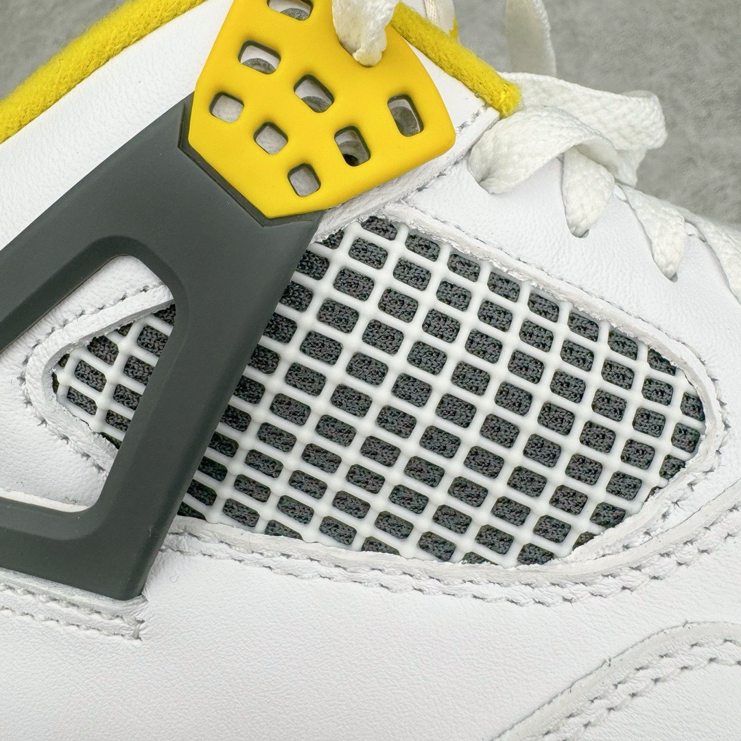 图片[16]-＃GX纯原福利 Air Jordan AJ4 \\\”Vivid Sulfur\\\” 白橙 AQ9129-101 圈内最强四代 独家外贸特供尺码含 45.5 49.5 50.5 耗时半年巨作 全套原纸板楦头开发 原厂特供皮料加持 确保原汁原味 完美呈现四代版型 一比一鞋头弧度高度鞋身弧度 数据细节工艺流程均保持原鞋一致 原厂TPU网格鞋带扣 正确内里网布 菱角分明不变形无多余毛边 柔软性质感一致于原鞋 市场唯一原厂鞋扣模具 背面可见隐藏注塑口 原厂织唛标 原厂飞人电绣工艺 尾指中部跳三针 独家绑鞋带手法 印刷中底布 四线拉帮 米色美纹纸贴合固定 进口港宝加持 后跟自然饱满 全鞋荧光划线卡点 追求极致完美 每一双都是工艺品 多重QC质检 超越公司货的品控标准 实实在在的免检产品 尺码：40 40.5 41 42 42.5 43 44 44.5 45 45.5 46 47.5 48.5 49.5 50.5-选品中心