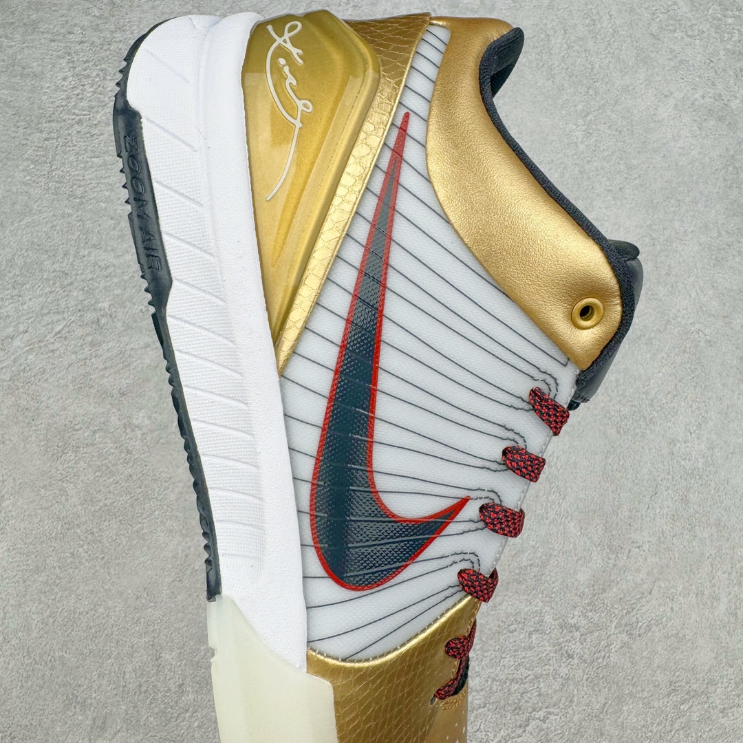 图片[6]-＃JC纯原 NK Zoom Kobe 4 科比四代 奥运会白黑金 FQ3544-100 一个月返厂/换新售后服务 支持各种实战 全套原纸板楦头开发 原档数据私模唯一正确组合大底 高压Zoom Turbo气垫➕后掌EVA缓震 实战配置直接拉满 原楦纸板开发 鞋身流线型、后跟塑形 区分土肥圆 原档数据3D打印 鞋面细节匹配原版 全身鞋材卡料色独家定制 正确喷漆 SWOOSH NK专利Flyknit飞线科技 给予鞋身足够抗扭矩力 真实底模最大48.5 实战利器 尺码：40 40.5 41 42 42.5 43 44 44.5 45 46 47.5 48.5 （脚宽、脚胖 建议买大半码）-选品中心