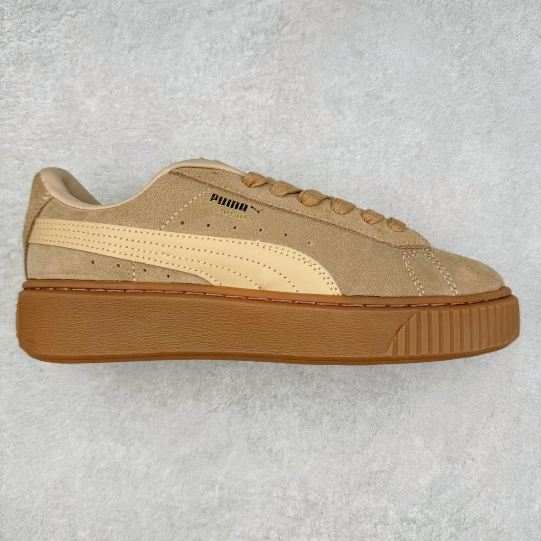 图片[11]-PUMA Suede Platform 彪马三明治厚底金标男女款复古休闲鞋增高运动鞋松糕跟板鞋 整双鞋款以经典的PUMA Suede鞋面为基底 采用高级麂皮材质打造 质感满载 鞋侧的金色烫印PUMA Logo引人瞩目 时尚有型 特色之一的加厚橡胶鞋底 让你默默长高3公分 以品牌经典的 Suede 为设计原型 耀眼奢华个性十足 超多明星、博主都在穿 尺码：36 36.5 37 37.5 38 38.5 39 40 40.5 41 42 42.5 43 44 45-选品中心