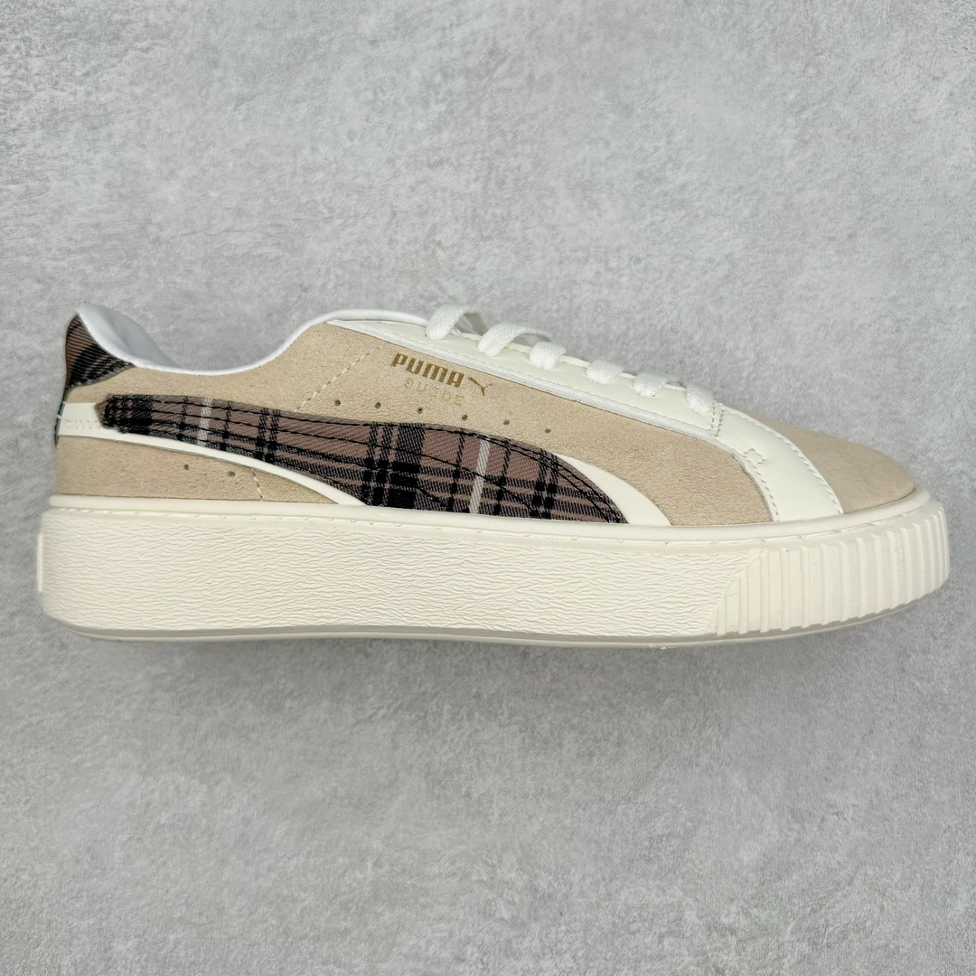 PUMA Suede Platform 彪马三明治厚底金标男女款复古休闲鞋增高运动鞋松糕跟板鞋 整双鞋款以经典的PUMA Suede鞋面为基底 采用高级麂皮材质打造 质感满载 鞋侧的金色烫印PUMA Logo引人瞩目 时尚有型 特色之一的加厚橡胶鞋底 让你默默长高3公分 以品牌经典的 Suede 为设计原型 耀眼奢华个性十足 超多明星、博主都在穿 尺码：36 36.5 37 37.5 38 38.5 39 40 40.5 41 42 42.5 43 44 45-选品中心