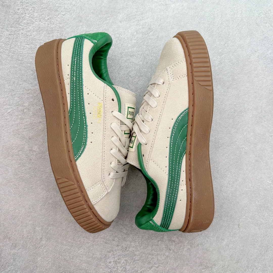 图片[3]-PUMA Suede Platform 彪马三明治厚底金标男女款复古休闲鞋增高运动鞋松糕跟板鞋 整双鞋款以经典的PUMA Suede鞋面为基底 采用高级麂皮材质打造 质感满载 鞋侧的金色烫印PUMA Logo引人瞩目 时尚有型 特色之一的加厚橡胶鞋底 让你默默长高3公分 以品牌经典的 Suede 为设计原型 耀眼奢华个性十足 超多明星、博主都在穿 尺码：36 36.5 37 37.5 38 38.5 39 40 40.5 41 42 42.5 43 44 45-选品中心