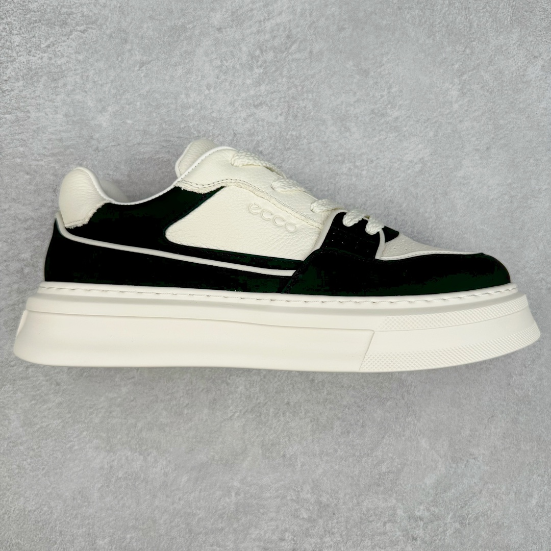 ECCO爱步厚底板鞋男2024四季新款真皮小白鞋 时尚简约 百搭运动休闲鞋 臻选牛皮柔软透气 采用牛皮和柔软织物衬里 提供舒适透气的穿着体验 简约系带设计，可自由调节松紧 随时随地自在出行 拼色设计为整体造型增添活力 时尚随搭 橡胶大底，轻盈缓震，舒适回弹，抓地耐磨 增高厚底 轻松成为街头焦点 尺码：38 39 40 41 42 43（皮鞋码）-选品中心