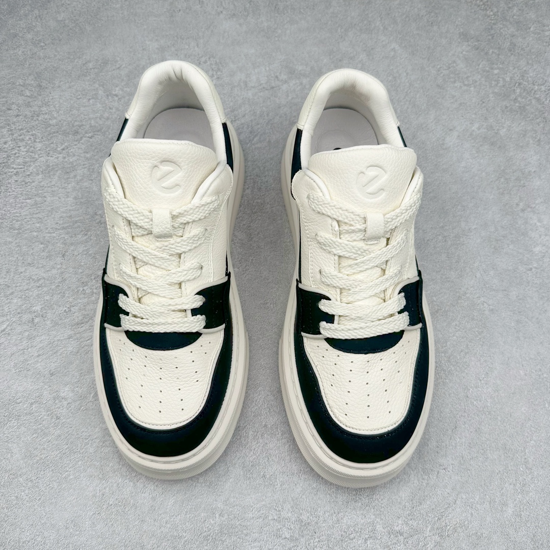 图片[2]-ECCO爱步厚底板鞋男2024四季新款真皮小白鞋 时尚简约 百搭运动休闲鞋 臻选牛皮柔软透气 采用牛皮和柔软织物衬里 提供舒适透气的穿着体验 简约系带设计，可自由调节松紧 随时随地自在出行 拼色设计为整体造型增添活力 时尚随搭 橡胶大底，轻盈缓震，舒适回弹，抓地耐磨 增高厚底 轻松成为街头焦点 尺码：38 39 40 41 42 43（皮鞋码）-选品中心