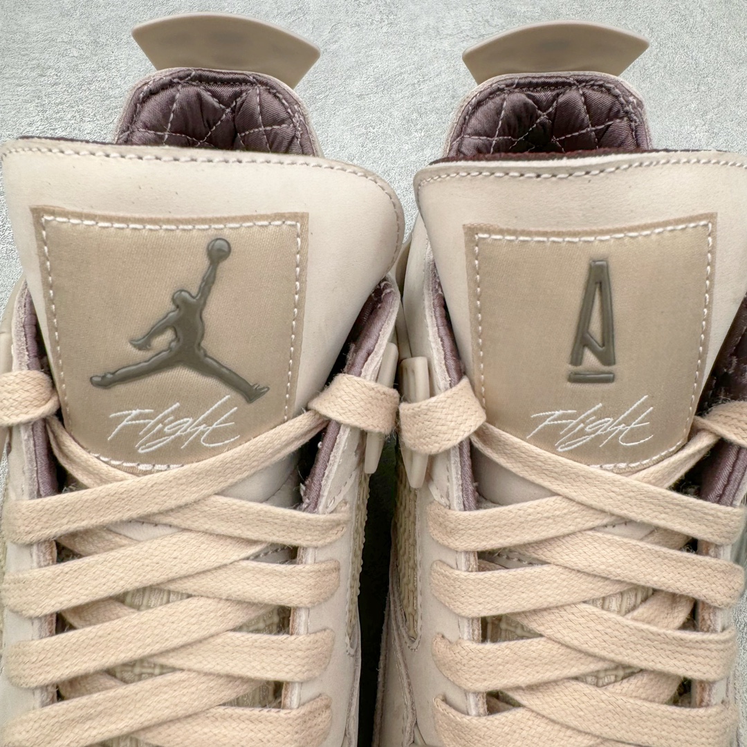 图片[10]-＃PK纯原 A Ma Maniére x Air Jordan AJ4 Retro SP\\\”Violet Ore\\\” AMM联名淡粉 FZ4810-200 圈内最强四代 耗时半年巨作 全套原纸板楦头开发 原厂特供皮料加持 确保原汁原味 完美呈现四代版型 一比一鞋头弧度高度鞋身弧度 数据细节工艺流程均保持原鞋一致 原厂TPU网格鞋带扣 正确内里网布 菱角分明不变形无多余毛边 柔软性质感一致于原鞋 市场唯一原厂鞋扣模具 背面可见隐藏注塑口 原厂织唛标 原厂飞人电绣工艺 尾指中部跳三针 独家绑鞋带手法 印刷中底布 四线拉帮 米色美纹纸贴合固定 进口港宝加持 后跟自然饱满 全鞋荧光划线卡点 追求极致完美 每一双都是工艺品 多重QC质检 超越公司货的品控标准 实实在在的免检产品 尺码：36 36.5 37.5 38 38.5 39 40 40.5 41 42 42.5 43 44 44.5 45 46 47.5-选品中心