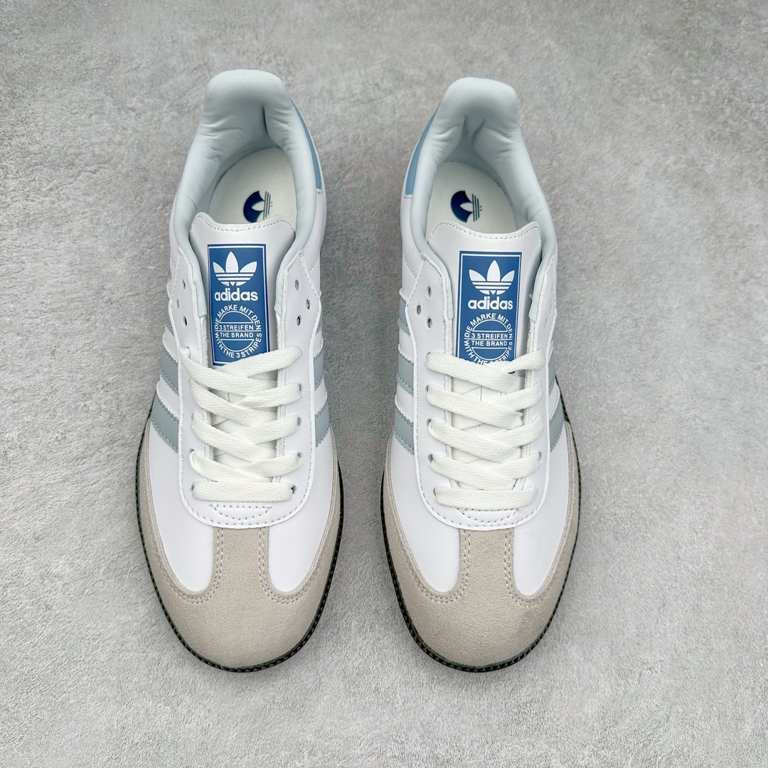 图片[2]-＃福利特价 AD Original Samba OG 复古经典轻便板鞋 这款桑巴鞋展示了高质量的工艺 带有装饰的超锁缝制和无缝的手感 柔软、柔软的皮革造型和标志性的3条纹完成了精致的外观 正规合身鞋带 鞋面上有绒面鞋垫 橡胶鞋底 享受正畸套筒软感 自50年代首次亮相以来就一直在赢得粉丝的青睐 尺码：36 36.5 37 38 38.5 39 40 40.5 41 42 42.5 43 44 44.5 45-选品中心