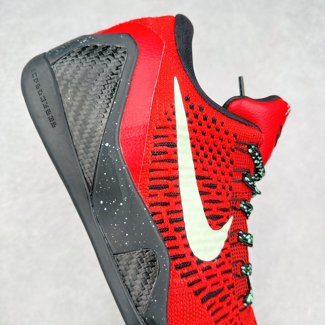 图片[6]-NK Kobe 9 Elite Protro 科比九代精英款低帮实战篮球鞋 653456-601 设计灵感中与以往几代的耐克 ZOOM KOBE 系列一样，加入了签名，密码，碳板这些元素，在表达它的主人身份的同时，也显示了自己的与众不同。鞋后跟的九条红色代表的则是科比接受跟腱修复手术后的伤疤，象征了科比坚韧的赛场性格。此外，耐克Kobe 9 Elite也用到了耐克最新的 Flyknit科技，在使 耐克Kobe 9 Elite更加轻盈的同时，也变得更有支撑性与耐用性。鞋身两侧以及经常弯折的区域采用的则是更紧密的连接方式。看似夸张的超高帮设计并不会在实战中影响脚的感受，其完美的包裹性并没有降低耐克Kobe 9 Elite本身的灵活性。再夸张的动作，鞋面都会紧紧包裹脚部，丝毫不会影响发挥。尺码：40 40.5 41 42 42.5 43 44 44.5 45 46-选品中心