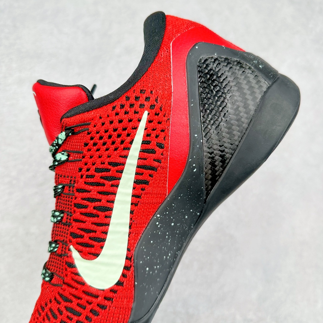 图片[7]-NK Kobe 9 Elite Protro 科比九代精英款低帮实战篮球鞋 653456-601 设计灵感中与以往几代的耐克 ZOOM KOBE 系列一样，加入了签名，密码，碳板这些元素，在表达它的主人身份的同时，也显示了自己的与众不同。鞋后跟的九条红色代表的则是科比接受跟腱修复手术后的伤疤，象征了科比坚韧的赛场性格。此外，耐克Kobe 9 Elite也用到了耐克最新的 Flyknit科技，在使 耐克Kobe 9 Elite更加轻盈的同时，也变得更有支撑性与耐用性。鞋身两侧以及经常弯折的区域采用的则是更紧密的连接方式。看似夸张的超高帮设计并不会在实战中影响脚的感受，其完美的包裹性并没有降低耐克Kobe 9 Elite本身的灵活性。再夸张的动作，鞋面都会紧紧包裹脚部，丝毫不会影响发挥。尺码：40 40.5 41 42 42.5 43 44 44.5 45 46-选品中心