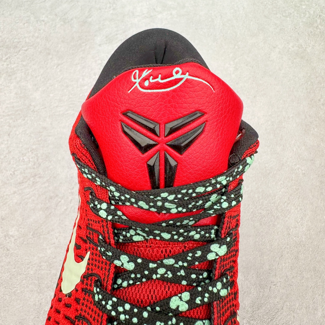 图片[5]-NK Kobe 9 Elite Protro 科比九代精英款低帮实战篮球鞋 653456-601 设计灵感中与以往几代的耐克 ZOOM KOBE 系列一样，加入了签名，密码，碳板这些元素，在表达它的主人身份的同时，也显示了自己的与众不同。鞋后跟的九条红色代表的则是科比接受跟腱修复手术后的伤疤，象征了科比坚韧的赛场性格。此外，耐克Kobe 9 Elite也用到了耐克最新的 Flyknit科技，在使 耐克Kobe 9 Elite更加轻盈的同时，也变得更有支撑性与耐用性。鞋身两侧以及经常弯折的区域采用的则是更紧密的连接方式。看似夸张的超高帮设计并不会在实战中影响脚的感受，其完美的包裹性并没有降低耐克Kobe 9 Elite本身的灵活性。再夸张的动作，鞋面都会紧紧包裹脚部，丝毫不会影响发挥。尺码：40 40.5 41 42 42.5 43 44 44.5 45 46-选品中心