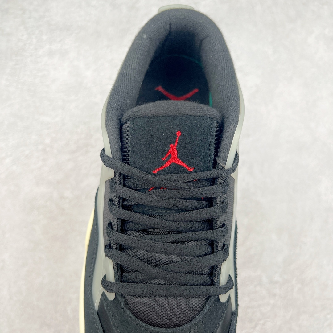 图片[5]-＃KZ纯原 Air Jordan AJ4 RM 重制版低帮复古篮球鞋 黑白 FQ7939-006 亲自操刀耗时半年巨作 全套原纸板楦头开发 确保原汁原味 完美呈现版型 一比一鞋头弧度高度鞋身弧度 原厂TPU 正确内里网布 菱角分明不变形无多余毛边 柔软性质感一致于原鞋 原厂织唛标 原厂飞人电绣工艺 尾指中部跳三针 独家绑鞋带手法 印刷中底布 四线拉帮 米色美纹纸贴合固定 进口港宝加持 后跟自然饱满 全鞋荧光划线卡点 追求极致完美 每一双都是工艺品 多重QC质检 超越公司货的品控标准 实实在在的免检产品 采用了低帮的设计 并保留了众多AJ4的经典元素 鞋身以皮革、麂皮材质拼接打造 AJ4经典的TPU材质延伸至后跟 增强鞋款稳定性 而鞋身侧面的网格设计则被取消 尾部的NIKE AIR标志也得到保留 并同时带有飞人logo 中底部分同样搭载了可视AIR气垫 鞋底采用米白色中底和外底呈现 为整个设计收尾 尺码：36 36.5 37.5 38 38.5 39 40 40.5 41 42 42.5 43 44 44.5 45 46 47.5-选品中心