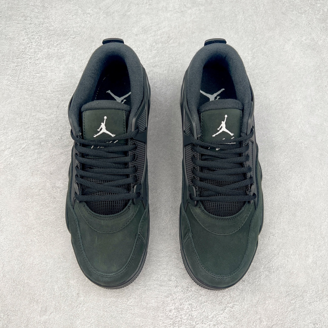 图片[2]-＃KZ纯原 Air Jordan AJ4 RM 重制版低帮复古篮球鞋 全黑黑武士 FQ7939-004 亲自操刀耗时半年巨作 全套原纸板楦头开发 确保原汁原味 完美呈现版型 一比一鞋头弧度高度鞋身弧度 原厂TPU 正确内里网布 菱角分明不变形无多余毛边 柔软性质感一致于原鞋 原厂织唛标 原厂飞人电绣工艺 尾指中部跳三针 独家绑鞋带手法 印刷中底布 四线拉帮 米色美纹纸贴合固定 进口港宝加持 后跟自然饱满 全鞋荧光划线卡点 追求极致完美 每一双都是工艺品 多重QC质检 超越公司货的品控标准 实实在在的免检产品 采用了低帮的设计 并保留了众多AJ4的经典元素 鞋身以皮革、麂皮材质拼接打造 AJ4经典的TPU材质延伸至后跟 增强鞋款稳定性 而鞋身侧面的网格设计则被取消 尾部的NIKE AIR标志也得到保留 并同时带有飞人logo 中底部分同样搭载了可视AIR气垫 鞋底采用米白色中底和外底呈现 为整个设计收尾 尺码：36 36.5 37.5 38 38.5 39 40 40.5 41 42 42.5 43 44 44.5 45 46 47.5-选品中心