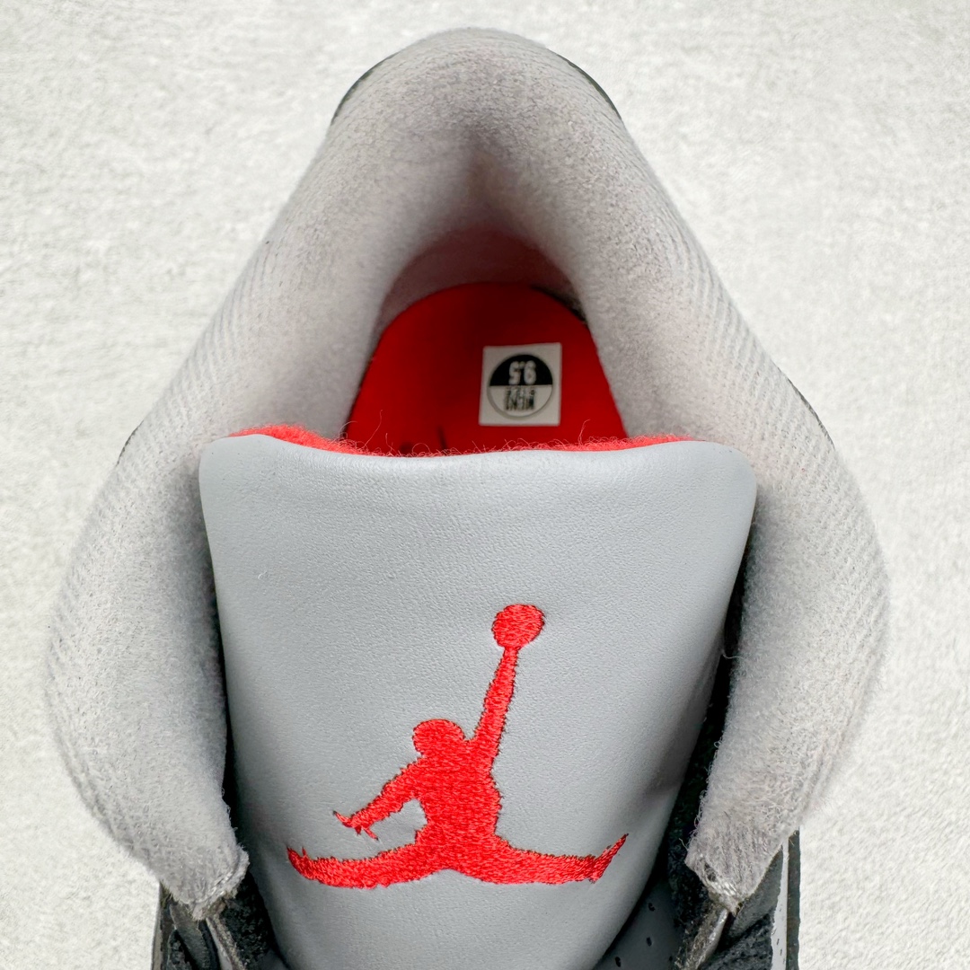 图片[11]-＃QD纯原 Air Jordan AJ3 Retro 复刻黑水泥 DN3707-010 圈内最强三代系列 匠心打造 开发时长超过半年 目前可过各类鉴定或无法鉴定 裸鞋随便操作 全套原纸板楦头开发 原厂大底磨具加持立体防滑纹理 原装可视Air Sole气垫 原汁原味最完美的三代版型 唯一正确鞋头趴度弧度高度鞋身腰线 原厂TPU彩虹扎染后跟饰片 正确内里反口里网布 皮料菱角分明不变形无多余毛边 广东原厂zp同批次手工大底描漆拉丝 市场唯一原厂鞋扣模具 原厂织唛标 原厂飞人电绣工艺 尾指中部跳三针 独家绑鞋带手法 印刷中底布 四线拉帮 米色美纹纸贴合固定 进口港宝加持 后跟自然饱满 全鞋荧光划线卡点 追求极致完美 每一双都是工艺品 多重QC质检 超越公司货的品控标准 实实在在的免检产品 尺码：40.5 41 42 42.5 43 44 44.5 45 45.5 46 47.5 48.5-选品中心