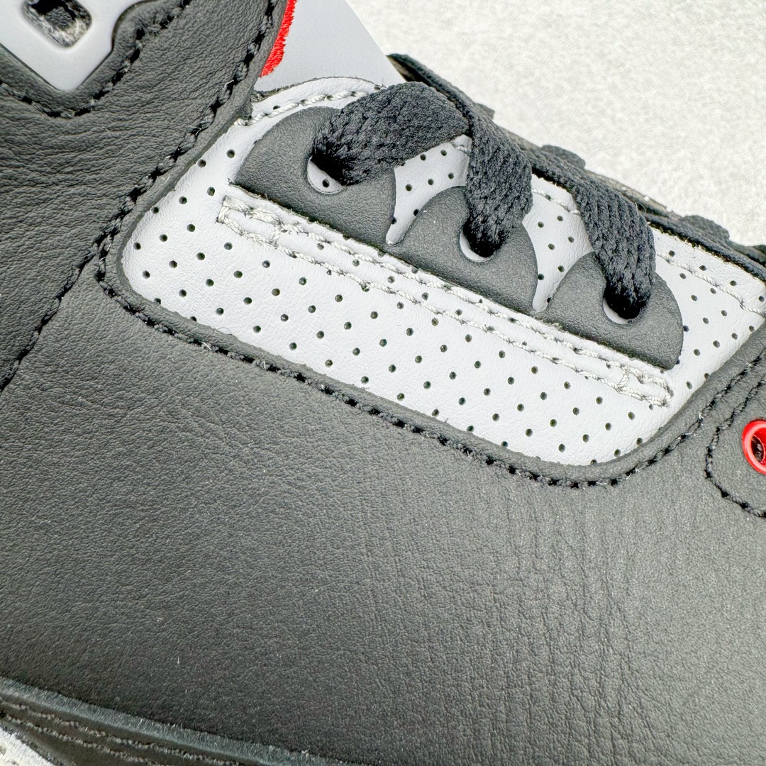 图片[15]-＃QD纯原 Air Jordan AJ3 Retro 复刻黑水泥 DN3707-010 圈内最强三代系列 匠心打造 开发时长超过半年 目前可过各类鉴定或无法鉴定 裸鞋随便操作 全套原纸板楦头开发 原厂大底磨具加持立体防滑纹理 原装可视Air Sole气垫 原汁原味最完美的三代版型 唯一正确鞋头趴度弧度高度鞋身腰线 原厂TPU彩虹扎染后跟饰片 正确内里反口里网布 皮料菱角分明不变形无多余毛边 广东原厂zp同批次手工大底描漆拉丝 市场唯一原厂鞋扣模具 原厂织唛标 原厂飞人电绣工艺 尾指中部跳三针 独家绑鞋带手法 印刷中底布 四线拉帮 米色美纹纸贴合固定 进口港宝加持 后跟自然饱满 全鞋荧光划线卡点 追求极致完美 每一双都是工艺品 多重QC质检 超越公司货的品控标准 实实在在的免检产品 尺码：40.5 41 42 42.5 43 44 44.5 45 45.5 46 47.5 48.5-选品中心