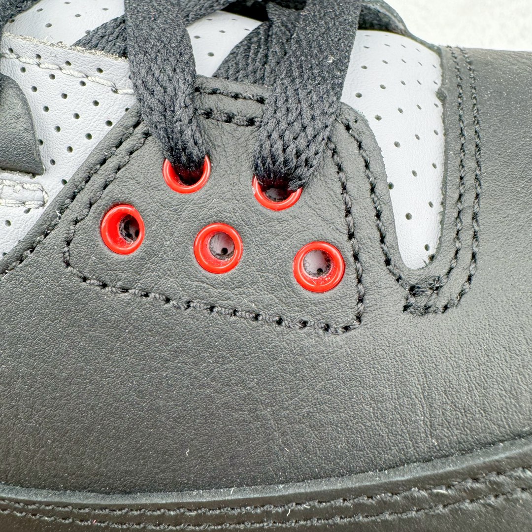 图片[16]-＃QD纯原 Air Jordan AJ3 Retro 复刻黑水泥 DN3707-010 圈内最强三代系列 匠心打造 开发时长超过半年 目前可过各类鉴定或无法鉴定 裸鞋随便操作 全套原纸板楦头开发 原厂大底磨具加持立体防滑纹理 原装可视Air Sole气垫 原汁原味最完美的三代版型 唯一正确鞋头趴度弧度高度鞋身腰线 原厂TPU彩虹扎染后跟饰片 正确内里反口里网布 皮料菱角分明不变形无多余毛边 广东原厂zp同批次手工大底描漆拉丝 市场唯一原厂鞋扣模具 原厂织唛标 原厂飞人电绣工艺 尾指中部跳三针 独家绑鞋带手法 印刷中底布 四线拉帮 米色美纹纸贴合固定 进口港宝加持 后跟自然饱满 全鞋荧光划线卡点 追求极致完美 每一双都是工艺品 多重QC质检 超越公司货的品控标准 实实在在的免检产品 尺码：40.5 41 42 42.5 43 44 44.5 45 45.5 46 47.5 48.5-选品中心