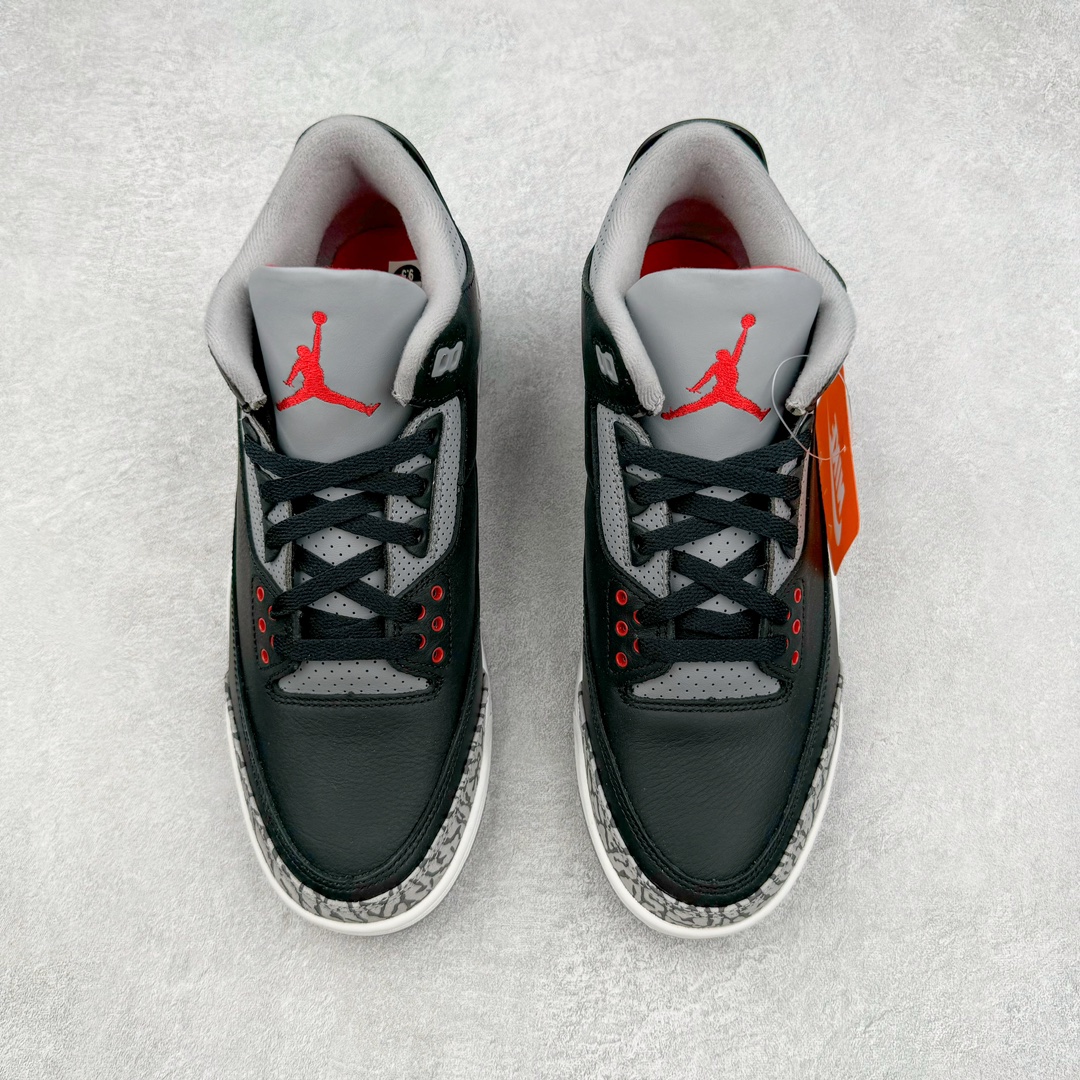 图片[2]-＃QD纯原 Air Jordan AJ3 Retro 复刻黑水泥 DN3707-010 圈内最强三代系列 匠心打造 开发时长超过半年 目前可过各类鉴定或无法鉴定 裸鞋随便操作 全套原纸板楦头开发 原厂大底磨具加持立体防滑纹理 原装可视Air Sole气垫 原汁原味最完美的三代版型 唯一正确鞋头趴度弧度高度鞋身腰线 原厂TPU彩虹扎染后跟饰片 正确内里反口里网布 皮料菱角分明不变形无多余毛边 广东原厂zp同批次手工大底描漆拉丝 市场唯一原厂鞋扣模具 原厂织唛标 原厂飞人电绣工艺 尾指中部跳三针 独家绑鞋带手法 印刷中底布 四线拉帮 米色美纹纸贴合固定 进口港宝加持 后跟自然饱满 全鞋荧光划线卡点 追求极致完美 每一双都是工艺品 多重QC质检 超越公司货的品控标准 实实在在的免检产品 尺码：40.5 41 42 42.5 43 44 44.5 45 45.5 46 47.5 48.5-选品中心