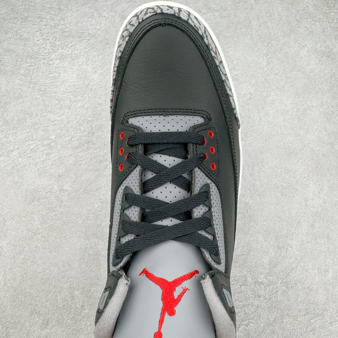 图片[4]-＃QD纯原 Air Jordan AJ3 Retro 复刻黑水泥 DN3707-010 圈内最强三代系列 匠心打造 开发时长超过半年 目前可过各类鉴定或无法鉴定 裸鞋随便操作 全套原纸板楦头开发 原厂大底磨具加持立体防滑纹理 原装可视Air Sole气垫 原汁原味最完美的三代版型 唯一正确鞋头趴度弧度高度鞋身腰线 原厂TPU彩虹扎染后跟饰片 正确内里反口里网布 皮料菱角分明不变形无多余毛边 广东原厂zp同批次手工大底描漆拉丝 市场唯一原厂鞋扣模具 原厂织唛标 原厂飞人电绣工艺 尾指中部跳三针 独家绑鞋带手法 印刷中底布 四线拉帮 米色美纹纸贴合固定 进口港宝加持 后跟自然饱满 全鞋荧光划线卡点 追求极致完美 每一双都是工艺品 多重QC质检 超越公司货的品控标准 实实在在的免检产品 尺码：40.5 41 42 42.5 43 44 44.5 45 45.5 46 47.5 48.5-选品中心