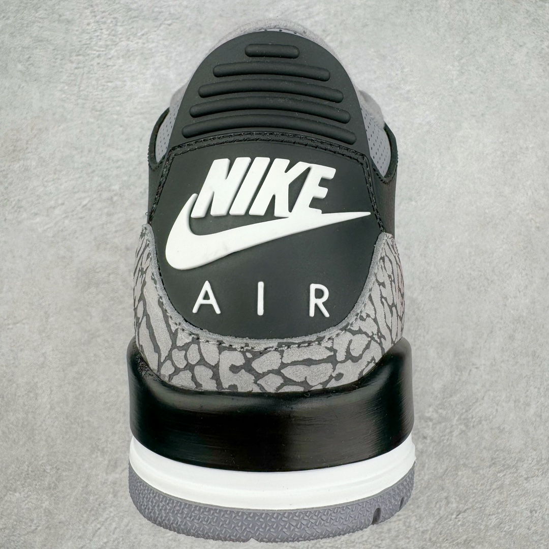 图片[8]-＃QD纯原 Air Jordan AJ3 Retro 复刻黑水泥 DN3707-010 圈内最强三代系列 匠心打造 开发时长超过半年 目前可过各类鉴定或无法鉴定 裸鞋随便操作 全套原纸板楦头开发 原厂大底磨具加持立体防滑纹理 原装可视Air Sole气垫 原汁原味最完美的三代版型 唯一正确鞋头趴度弧度高度鞋身腰线 原厂TPU彩虹扎染后跟饰片 正确内里反口里网布 皮料菱角分明不变形无多余毛边 广东原厂zp同批次手工大底描漆拉丝 市场唯一原厂鞋扣模具 原厂织唛标 原厂飞人电绣工艺 尾指中部跳三针 独家绑鞋带手法 印刷中底布 四线拉帮 米色美纹纸贴合固定 进口港宝加持 后跟自然饱满 全鞋荧光划线卡点 追求极致完美 每一双都是工艺品 多重QC质检 超越公司货的品控标准 实实在在的免检产品 尺码：40.5 41 42 42.5 43 44 44.5 45 45.5 46 47.5 48.5-选品中心
