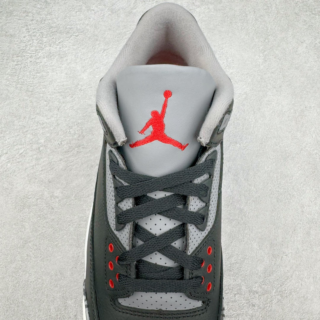 图片[5]-＃QD纯原 Air Jordan AJ3 Retro 复刻黑水泥 DN3707-010 圈内最强三代系列 匠心打造 开发时长超过半年 目前可过各类鉴定或无法鉴定 裸鞋随便操作 全套原纸板楦头开发 原厂大底磨具加持立体防滑纹理 原装可视Air Sole气垫 原汁原味最完美的三代版型 唯一正确鞋头趴度弧度高度鞋身腰线 原厂TPU彩虹扎染后跟饰片 正确内里反口里网布 皮料菱角分明不变形无多余毛边 广东原厂zp同批次手工大底描漆拉丝 市场唯一原厂鞋扣模具 原厂织唛标 原厂飞人电绣工艺 尾指中部跳三针 独家绑鞋带手法 印刷中底布 四线拉帮 米色美纹纸贴合固定 进口港宝加持 后跟自然饱满 全鞋荧光划线卡点 追求极致完美 每一双都是工艺品 多重QC质检 超越公司货的品控标准 实实在在的免检产品 尺码：40.5 41 42 42.5 43 44 44.5 45 45.5 46 47.5 48.5-选品中心