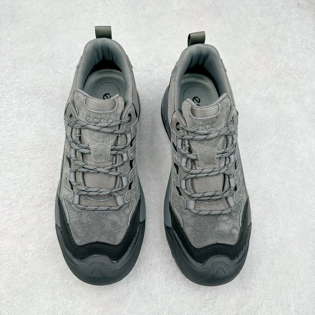 图片[2]-Ecco爱步户外牛皮反绒皮登山鞋 防滑越野跑步鞋 健步BIOMC踪迹系列 防撞鞋头 更好的面对崎岖防撞护趾 鞋面多处采用防裂车线 让鞋子经久耐穿不易开裂 轻量鞋身 透气护足 后跟编织提带 方便穿脱自由 鞋底疏水槽与止刹纹，轻松征踏湿滑崎岖 耐磨止滑 透气缓震 稳定支撑 越野无束尺码：38 39 40 41 42 43 44 45（皮鞋码）-选品中心