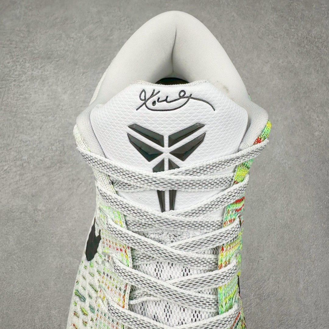 图片[5]-NK Kobe 9 Elite Protro 科比九代精英款低帮实战篮球鞋 698595-109 设计灵感中与以往几代的耐克 ZOOM KOBE 系列一样，加入了签名，密码，碳板这些元素，在表达它的主人身份的同时，也显示了自己的与众不同。鞋后跟的九条红色代表的则是科比接受跟腱修复手术后的伤疤，象征了科比坚韧的赛场性格。此外，耐克Kobe 9 Elite也用到了耐克最新的 Flyknit科技，在使 耐克Kobe 9 Elite更加轻盈的同时，也变得更有支撑性与耐用性。鞋身两侧以及经常弯折的区域采用的则是更紧密的连接方式。看似夸张的超高帮设计并不会在实战中影响脚的感受，其完美的包裹性并没有降低耐克Kobe 9 Elite本身的灵活性。再夸张的动作，鞋面都会紧紧包裹脚部，丝毫不会影响发挥。尺码：40 40.5 41 42 42.5 43 44 44.5 45 46-选品中心