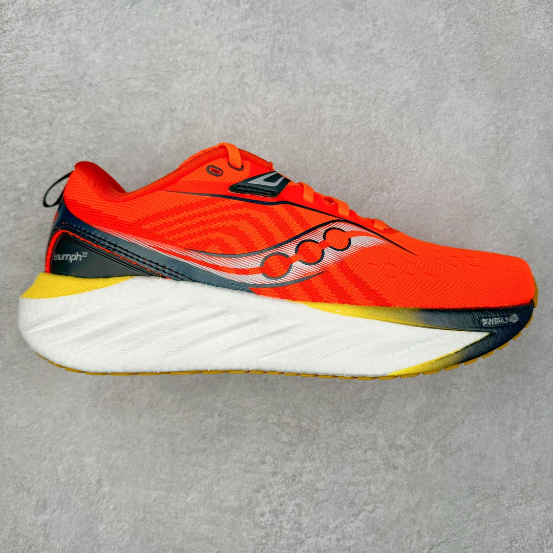 ＃SG纯原 Saucony Triumph 22 索康尼胜利22代旗舰级缓震型跑鞋 性能相比前几代再升级：鞋面采用全新升级的工学网设计 贴合脚部更透气 中底部分使用最新的PWRRUN+材质 搭配PWRRUN+鞋垫使中底的大幅加厚 10mm坡差进一步提供缓震、回弹性能 内底则采用了FORMFIT动态适应系统 动态契合脚型 提升包裹性和舒适性 提供更卓越的动态回馈体验 XT-900橡胶大底 可提供良好的抓地力和较强抗磨性能 尺码：35.5 36 36.5 37.5 38 38.5 39 40 40.5 41 42 42.5 43 44 44.5 45-选品中心