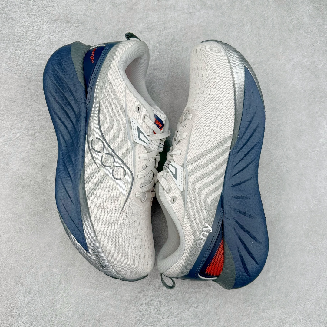 图片[3]-＃SG纯原 Saucony Triumph 22 索康尼胜利22代旗舰级缓震型跑鞋 性能相比前几代再升级：鞋面采用全新升级的工学网设计 贴合脚部更透气 中底部分使用最新的PWRRUN+材质 搭配PWRRUN+鞋垫使中底的大幅加厚 10mm坡差进一步提供缓震、回弹性能 内底则采用了FORMFIT动态适应系统 动态契合脚型 提升包裹性和舒适性 提供更卓越的动态回馈体验 XT-900橡胶大底 可提供良好的抓地力和较强抗磨性能 尺码：35.5 36 36.5 37.5 38 38.5 39 40 40.5 41 42 42.5 43 44 44.5 45-选品中心