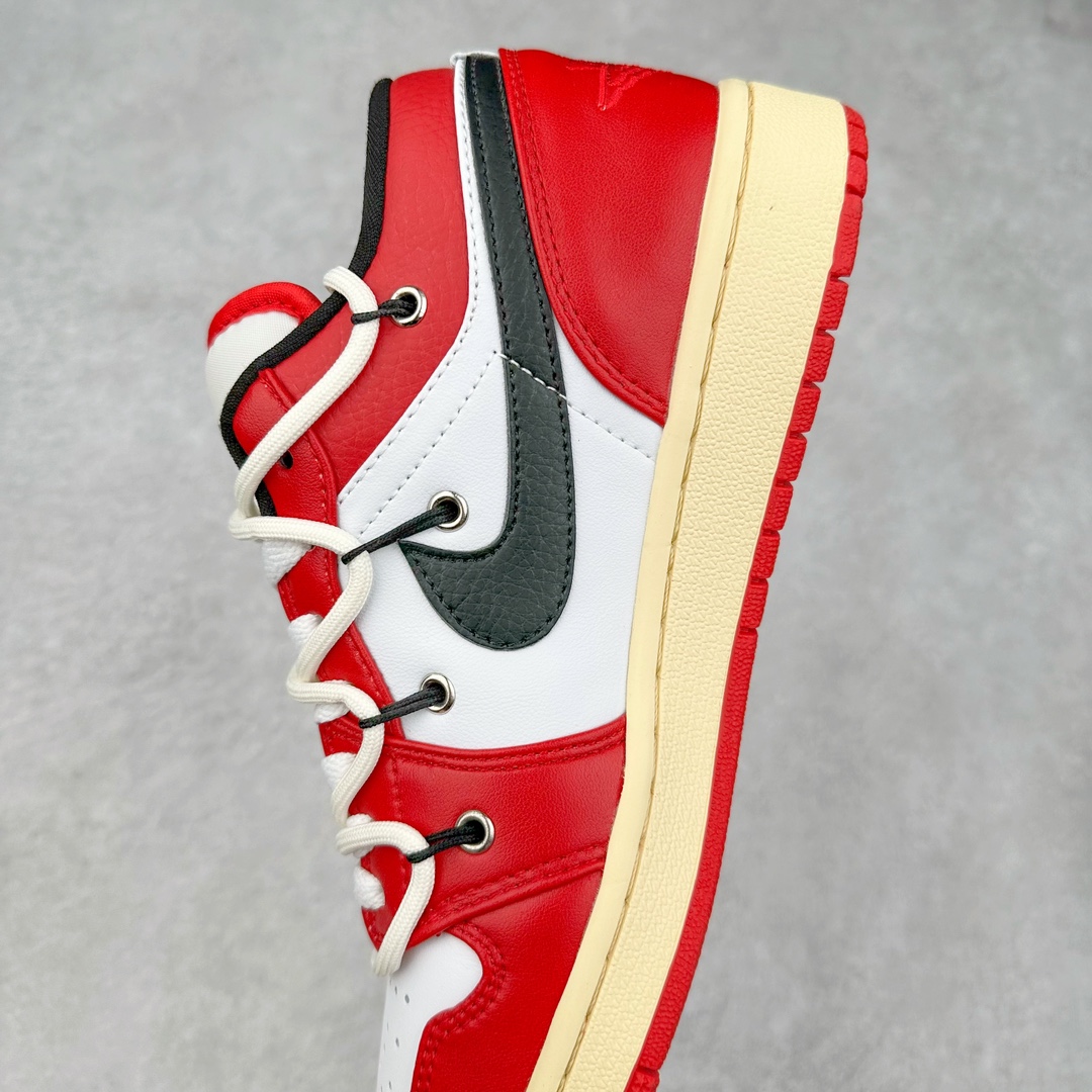 图片[7]-＃纯原特价福利 Air Jordan AJ1 Low 解构绑带低帮系列 原厂内置气垫魔块 A模大底 头层小牛皮 鞋舌AJ原厂专用牛津布+AJ专用反口珍珠布+原厂无杂质高弹内里海棉+特殊封边弹力鞋带 尺码：36 36.5 37.5 38 38.5 39 40 40.5 41 42 42.5 43 44 44.5 45 46 47.5-选品中心