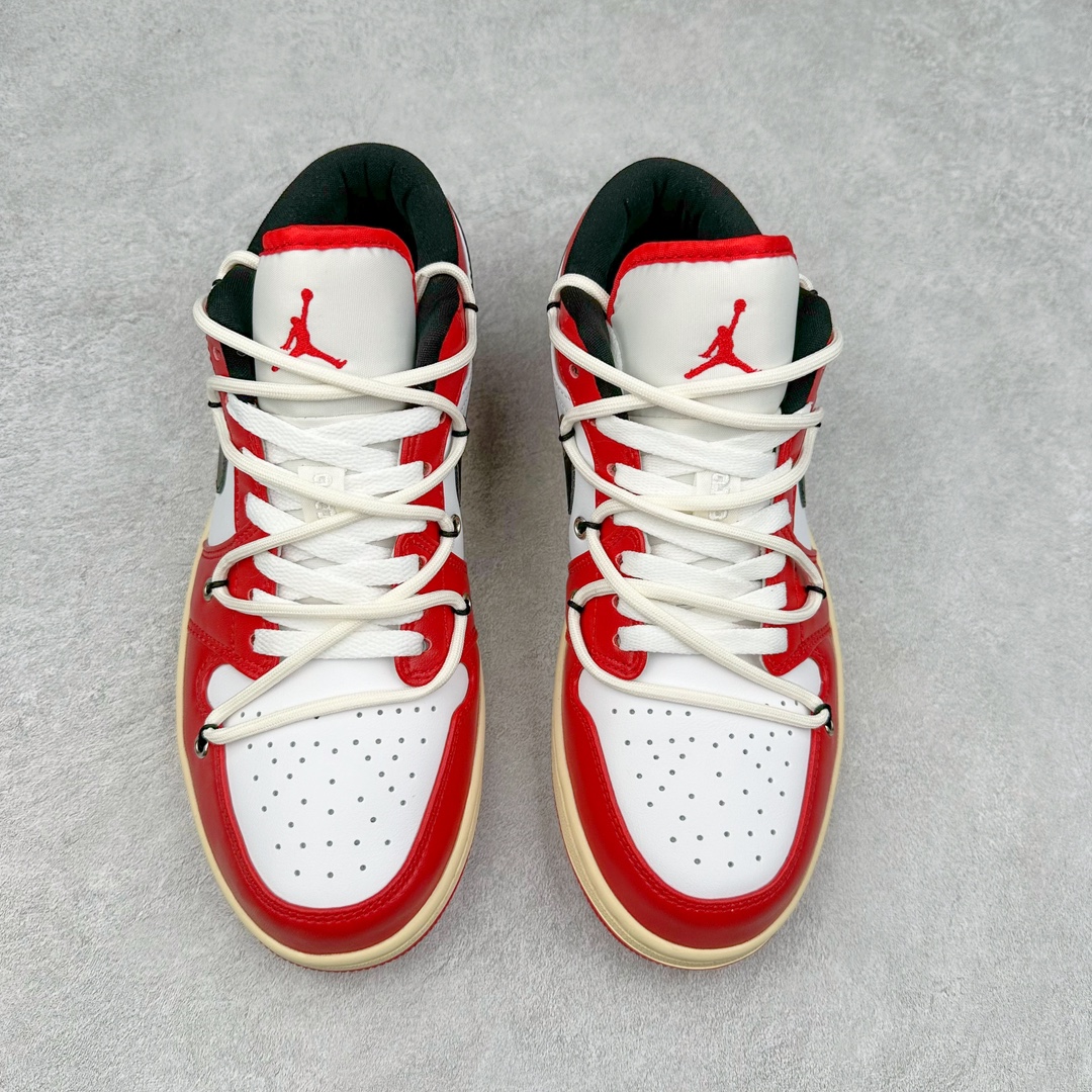 图片[2]-＃纯原特价福利 Air Jordan AJ1 Low 解构绑带低帮系列 原厂内置气垫魔块 A模大底 头层小牛皮 鞋舌AJ原厂专用牛津布+AJ专用反口珍珠布+原厂无杂质高弹内里海棉+特殊封边弹力鞋带 尺码：36 36.5 37.5 38 38.5 39 40 40.5 41 42 42.5 43 44 44.5 45 46 47.5-选品中心