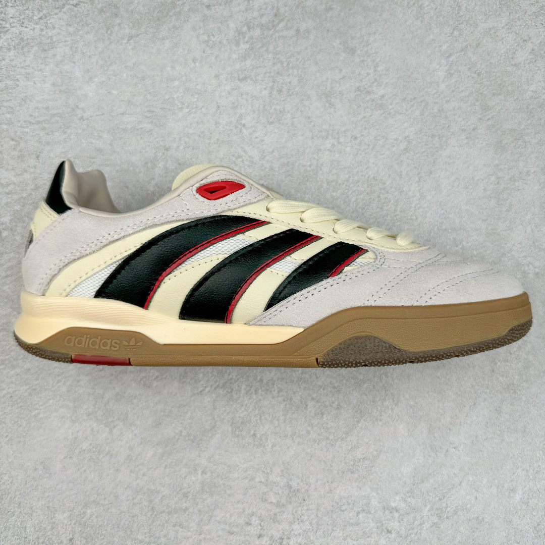 AD Predator Mundial 猎鹰世界杯系列德训足球风百搭低帮休闲运动鞋 IE6244 继充满怀旧气息的 Predator 24 获得巨大成功之后，adidas Originals 为我们带来了Predator Mundial——一款纯粹的生活方式单品，承载了 Copa Mundial 的历史和传统，结合了 Predator 的性能美学，并重新包装为街道。它最初有两种配色：经典的“Core Black/Cloud White/Crystal White”外观，其中还加入了红色来完成传统的 Predator 外观，以及,它淡化了颜色链接到 Predator，以获得更加生活方式主导的外观。 尺码：36 36⅔ 37⅓ 38 38⅔ 39⅓ 40 40⅔ 41⅓ 42 42⅔ 43⅓ 44 45-选品中心