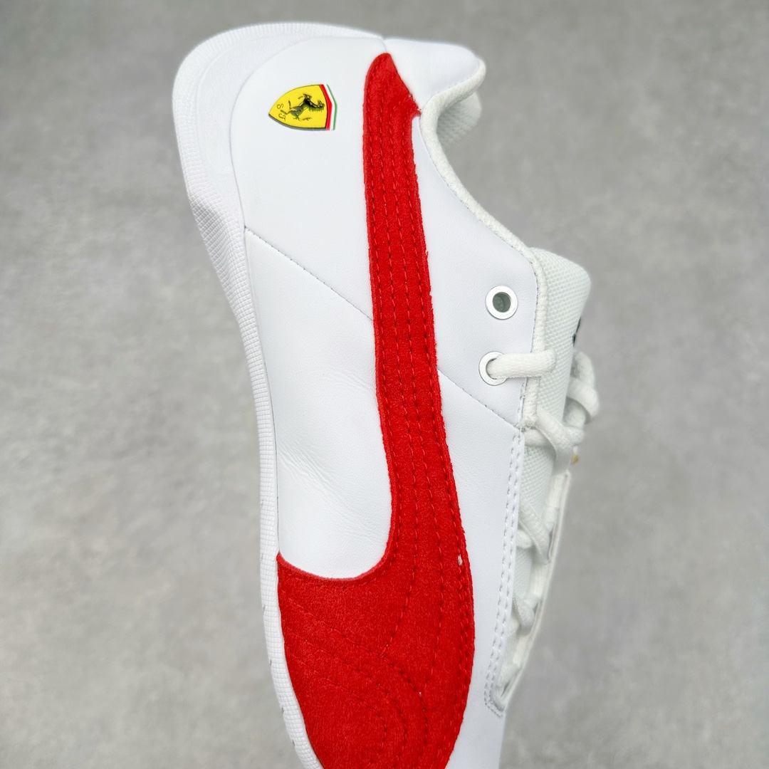 图片[6]-PUMA Speedca OG 彪马极速赛车系列低帮德训风拼接复古百搭休闲运动赛车鞋 鞋款从80、90年代赛车手所穿的防火赛车鞋为原型，鞋身线条模仿了赛车的流线廓形，体现了空气动力学原理的结构。简约流畅的外观，恰好又和贯穿其中的Formstrip Logo融合恰到好处，视觉上细节丰富且协调。本次Speedcat OG鞋款归来，最大看点自然式保留了窄版鞋型以及薄底构造。这两年各品牌鞋底越做越厚，Speedcat反其道而行之，上脚几乎无鞋底的效果带来耳目一新的视觉体验。鞋面依旧是以质感细腻的麂皮材质打造，并且大面积近乎全包裹的使用，复古味道也愈发浓烈。配色上更是将最原始的黑色和红色带回，向F1赛车队的标志性队服致敬。相信让各位一眼种草的更多是出挑的大红色，上脚即可瞬间点亮整体造型，在以球鞋为核心的OOTD中脱颖而出。而另一款黑色则是低调的万金油，彰显新潮个性的同时又不喧宾夺主，也是热爱简约系穿搭朋友的首选。 尺码：35.5 36 37 37.5 38 38.5 39 40 40.5 41 42 42.5 43 44 44.5 45-选品中心