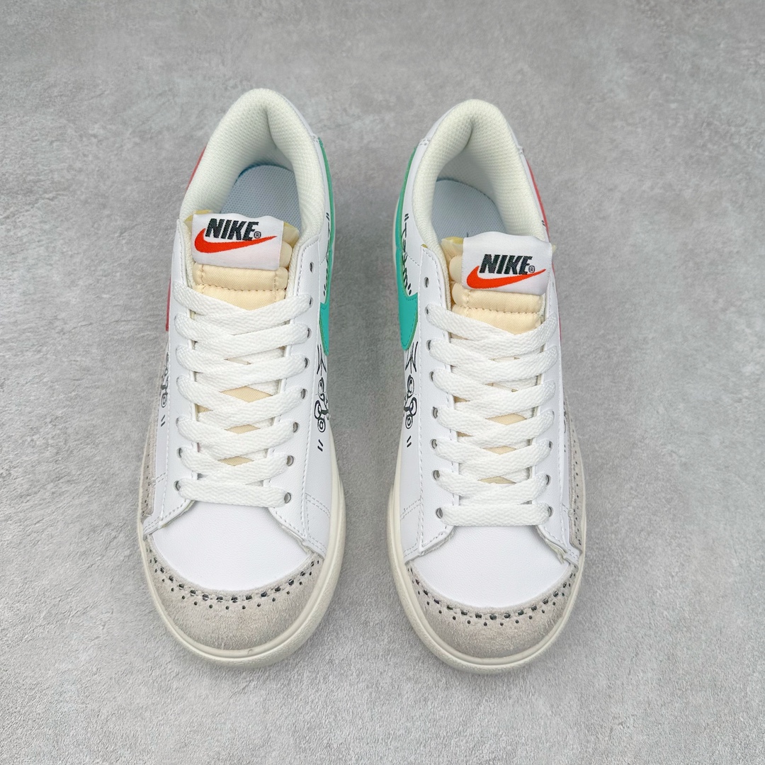 图片[2]-NK Blazer Low \’1977 VNTG SS经典开拓者低帮百搭休闲厚底运动板鞋 采用环保材料的大底 独特的鞋面连者鞋底印刷 演绎出了这个配色的独特风格 眼前的新设计选用皮质 配出当下流行的阴阳元素 呈现属于现代潮流的美感 尺码：36 36.5 37.5 38 38.5 39 40 40.5 41 42 42.5 43 44 44.5 45-选品中心