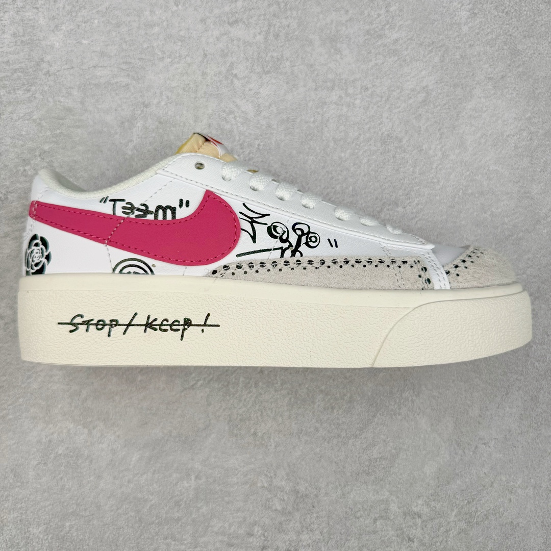 图片[4]-NK Blazer Low \’1977 VNTG SS经典开拓者低帮百搭休闲厚底运动板鞋 采用环保材料的大底 独特的鞋面连者鞋底印刷 演绎出了这个配色的独特风格 眼前的新设计选用皮质 配出当下流行的阴阳元素 呈现属于现代潮流的美感 尺码：36 36.5 37.5 38 38.5 39 40 40.5 41 42 42.5 43 44 44.5 45-选品中心