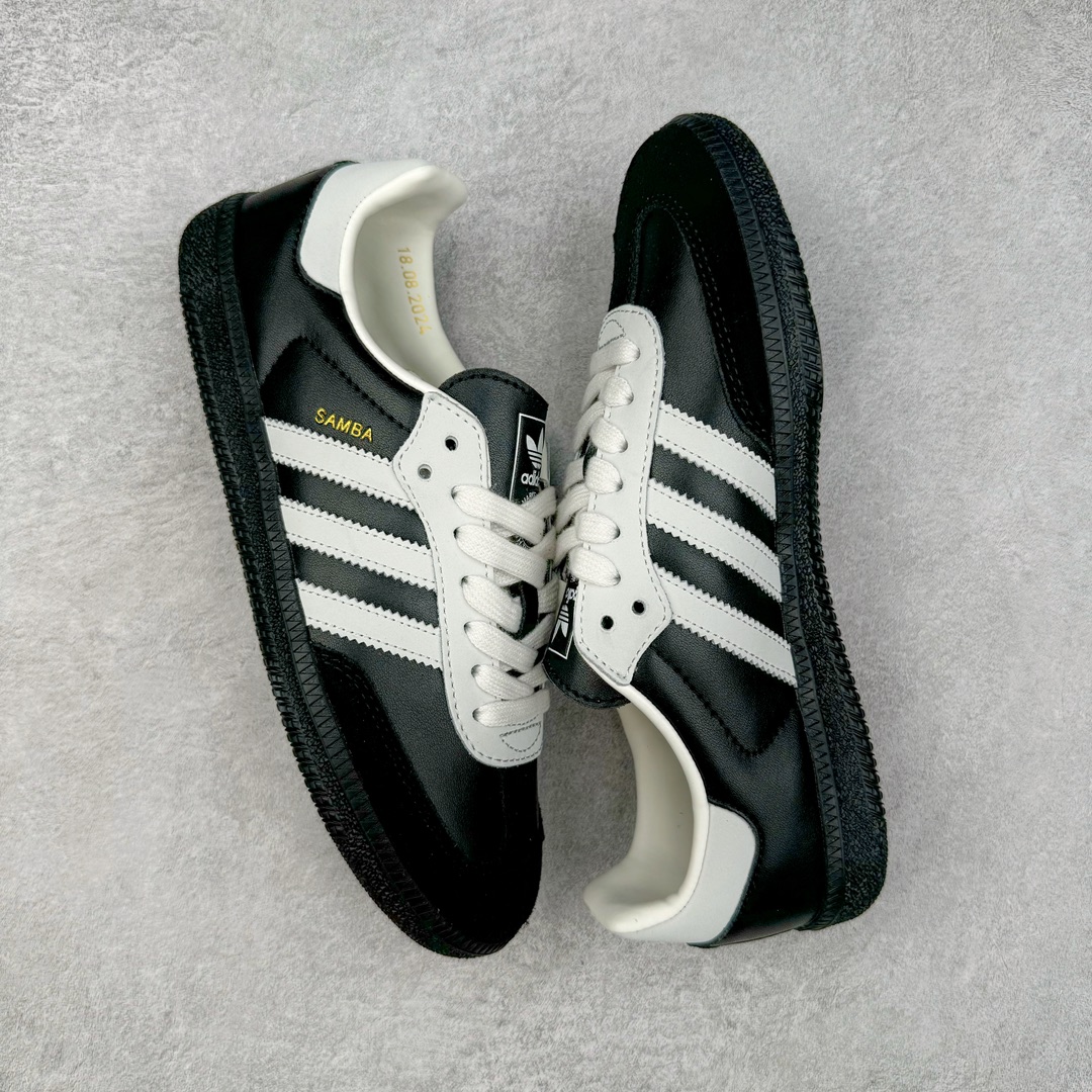图片[3]-＃S2纯原 AD Original Samba OG 复古经典轻便板鞋 JP5282 原装头层牛皮加持 正确烫金高频细节 原装纳米超迁皮料 独家私模橡胶大底 原盒原配 正确黑色中底布 过宽过胶 这款桑巴鞋展示了高质量的工艺 带有装饰的超锁缝制和无缝的手感 柔软、柔软的皮革造型和标志性的3条纹完成了精致的外观 正规合身鞋带 鞋面上有绒面鞋垫 橡胶鞋底 享受正畸套筒软感 自50年代首次亮相以来就一直在赢得粉丝的青睐尺码：36 36.5 37.5 38 38.5 39 40 40.5 41 42 42.5 43 44 44.5 45-选品中心