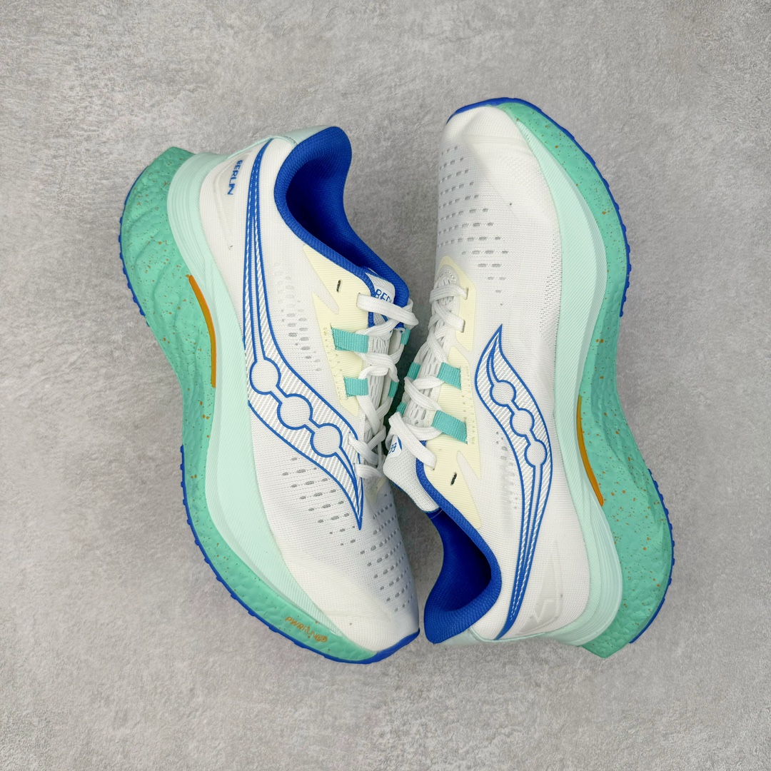 图片[3]-慢跑鞋中的劳斯莱斯 Saucony Endorphin Speed 索康尼啡速4代舒适织物低帮训练跑步鞋 尼龙板厚底竞速训练鞋 #原数据开发纸版楦型 #采用工学透气针织布鞋面材质 #内嵌3D环绕包裹缓震鞋垫 #外置镂空XT-900防滑橡胶大底❗️ #啡速属于减配版，推进力较为温和，尼龙板刚性也不强，驾驭门槛较低，适合进阶跑者日常训练及短距离比赛，适合精英跑者竞速训练。 #中底采用加厚的 PWRRUN PB缓震泡棉，有效减少触地带来的冲击力，能量回馈高达90%，缓震和回弹表现出色。S型飞翼尼龙板结合快速滚动科技，提供推进力的同时，还加强了稳定支撑保护，前后掌过渡也更加流畅。 尺码：40 40.5 41 42 42.5 43 44 44.5 45 女鞋后续待出-选品中心