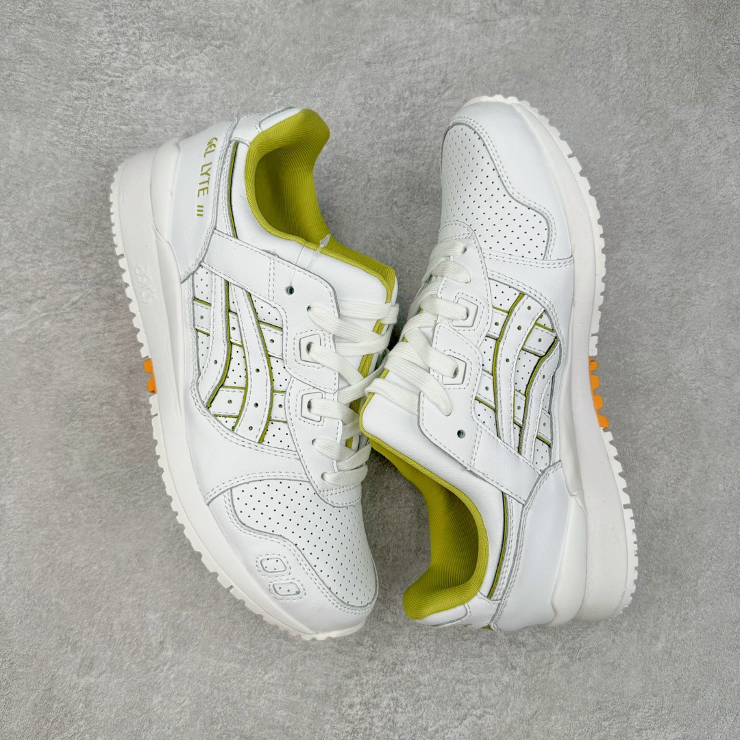 图片[3]-＃纯原福利 Asics Gel-Lyte III 亚瑟士3代系列低帮经典复古休闲运动跑步鞋 伴随着复古跑鞋的再度盛行，让不少运动品牌都将自家经典鞋款重新带回，ASICS 亚瑟士这两年受到众多球鞋爱好者追捧。近期，ASICS 亚瑟士以自己经典的 GEL-LYTE III OG 为蓝本推出了两双全新配色。第一双选择了灰色、藏蓝色和蒂芙尼蓝色拼接呈现，随之妆点一抹粉色，使整双鞋低调又不失细节。材质选择了大面积麂皮与网眼面料打造，保证了质感与透气性兼备。最后以略微泛黄的中底收尾，完善整体设计。另一双以深浅不同的卡其色打造鞋身，缀以淡紫色丰富鞋身细节，想必第一双会更加适合女生上脚。用料与上一双完全相同，提供了优秀的质感。尺码：36 37 37.5 38 39 39.5 40 40.5 41.5 42 42.5 43.5 44 45-选品中心