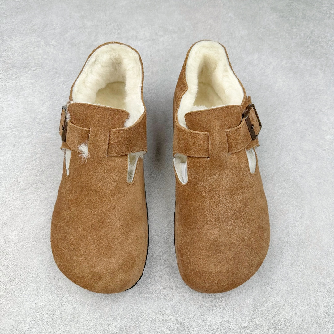 图片[2]-Birkenstock London 系列勃肯皮革绒面双扣时尚休闲平底鞋加毛 牛皮绒面革质地柔软 搭配可调节鞋扣提升穿着舒适度 人体工学设计分散脚部压力 保护脚踝 软木乳胶鞋床具有一定的收缩性 长时间穿着后能贴合脚型 EVA鞋底回弹性和抗张性力高 具有良好的防震、缓冲性 四季皆宜 柔软的鞋床采用额外的泡沫缓冲层 提供额外的舒适感和全天支撑 全网独家首发 源于德国的严谨工艺 牛巴戎面 中层松木 EVA 三层组合大底 优质牛皮面料五金扣 出口订单 尺码：35-45-选品中心