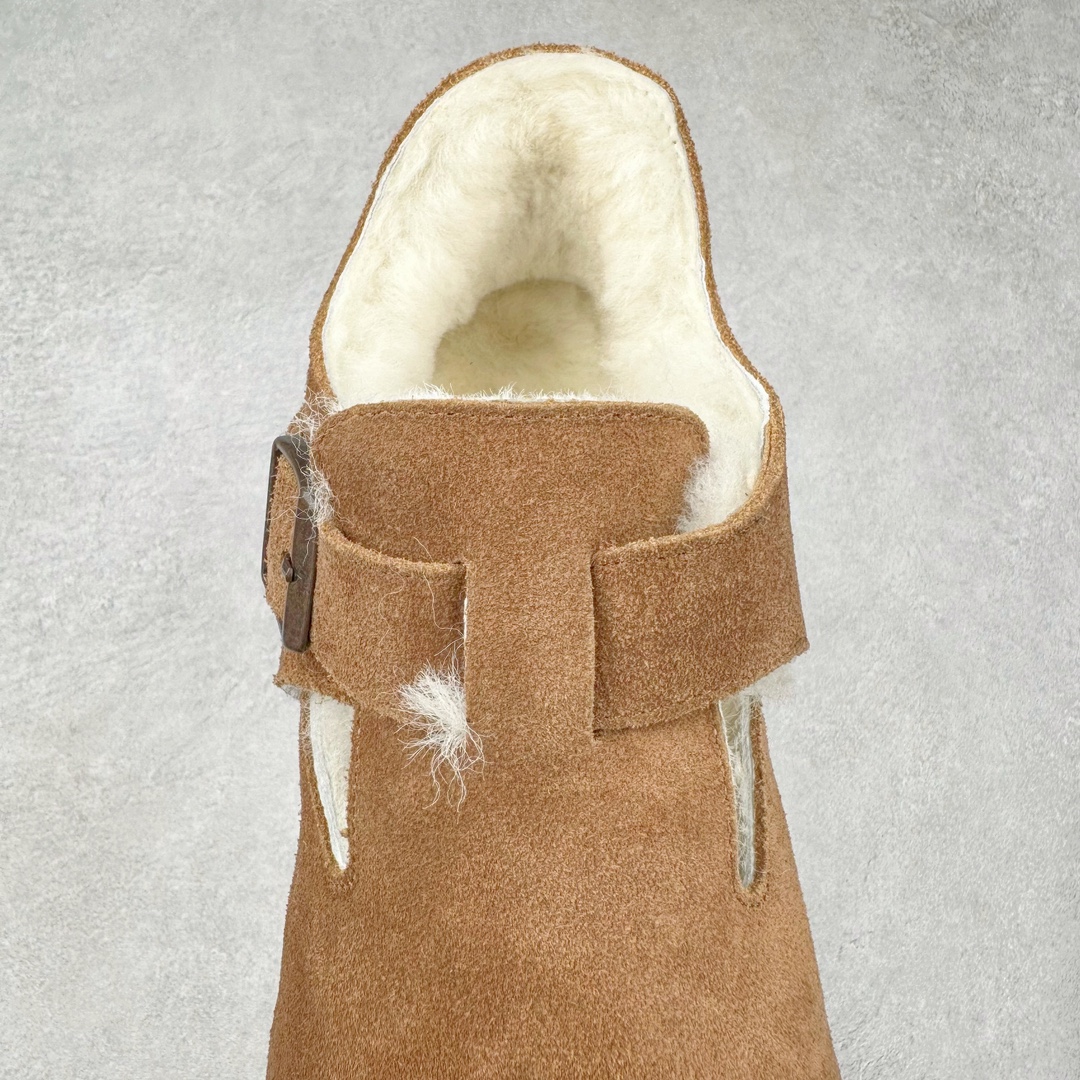 图片[5]-Birkenstock London 系列勃肯皮革绒面双扣时尚休闲平底鞋加毛 牛皮绒面革质地柔软 搭配可调节鞋扣提升穿着舒适度 人体工学设计分散脚部压力 保护脚踝 软木乳胶鞋床具有一定的收缩性 长时间穿着后能贴合脚型 EVA鞋底回弹性和抗张性力高 具有良好的防震、缓冲性 四季皆宜 柔软的鞋床采用额外的泡沫缓冲层 提供额外的舒适感和全天支撑 全网独家首发 源于德国的严谨工艺 牛巴戎面 中层松木 EVA 三层组合大底 优质牛皮面料五金扣 出口订单 尺码：35-45-选品中心