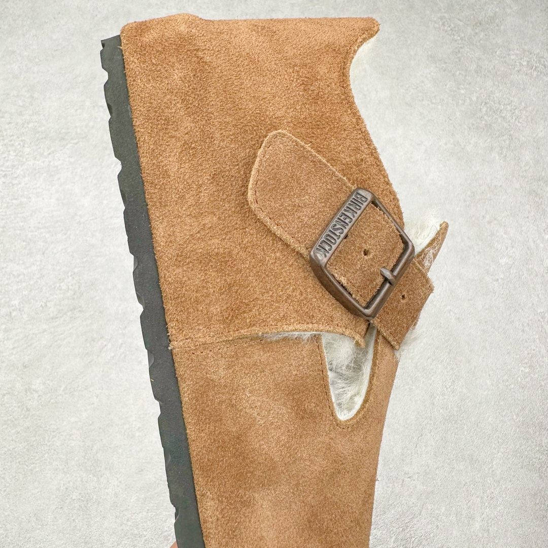图片[6]-Birkenstock London 系列勃肯皮革绒面双扣时尚休闲平底鞋加毛 牛皮绒面革质地柔软 搭配可调节鞋扣提升穿着舒适度 人体工学设计分散脚部压力 保护脚踝 软木乳胶鞋床具有一定的收缩性 长时间穿着后能贴合脚型 EVA鞋底回弹性和抗张性力高 具有良好的防震、缓冲性 四季皆宜 柔软的鞋床采用额外的泡沫缓冲层 提供额外的舒适感和全天支撑 全网独家首发 源于德国的严谨工艺 牛巴戎面 中层松木 EVA 三层组合大底 优质牛皮面料五金扣 出口订单 尺码：35-45-选品中心