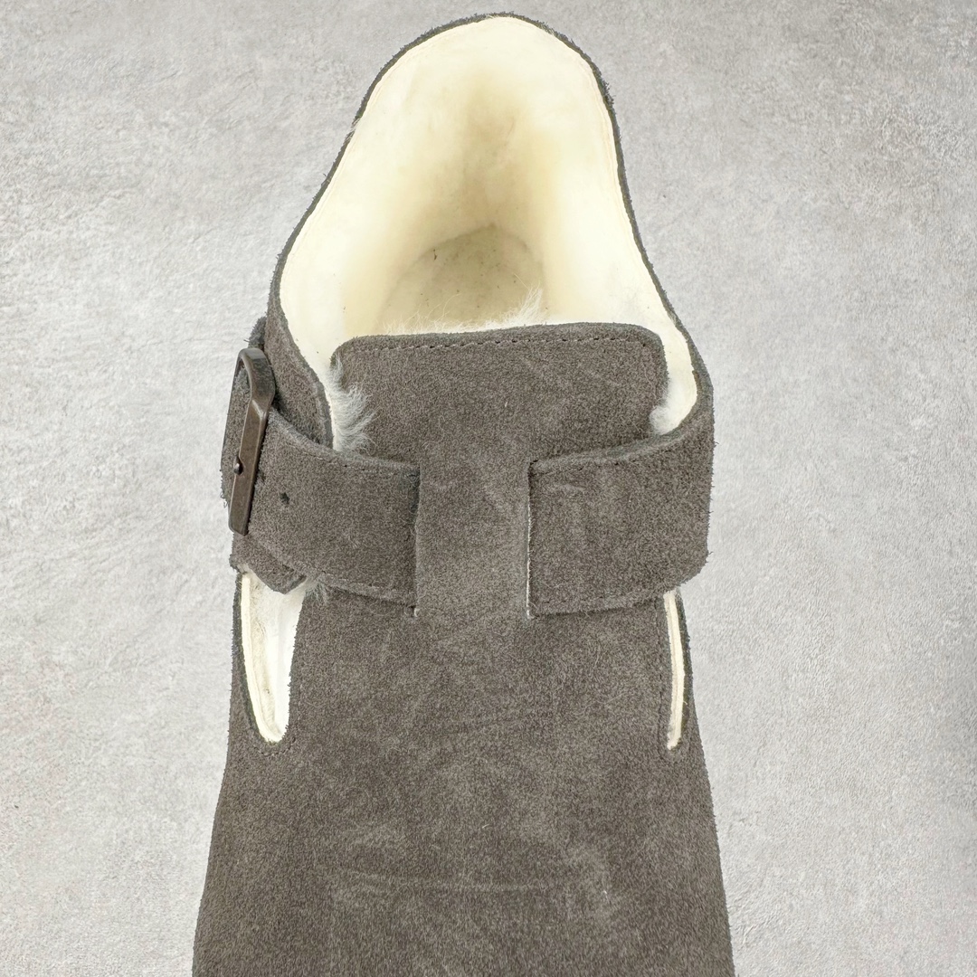 图片[5]-Birkenstock London 系列勃肯皮革绒面双扣时尚休闲平底鞋加毛 牛皮绒面革质地柔软 搭配可调节鞋扣提升穿着舒适度 人体工学设计分散脚部压力 保护脚踝 软木乳胶鞋床具有一定的收缩性 长时间穿着后能贴合脚型 EVA鞋底回弹性和抗张性力高 具有良好的防震、缓冲性 四季皆宜 柔软的鞋床采用额外的泡沫缓冲层 提供额外的舒适感和全天支撑 全网独家首发 源于德国的严谨工艺 牛巴戎面 中层松木 EVA 三层组合大底 优质牛皮面料五金扣 出口订单 尺码：35-45-选品中心